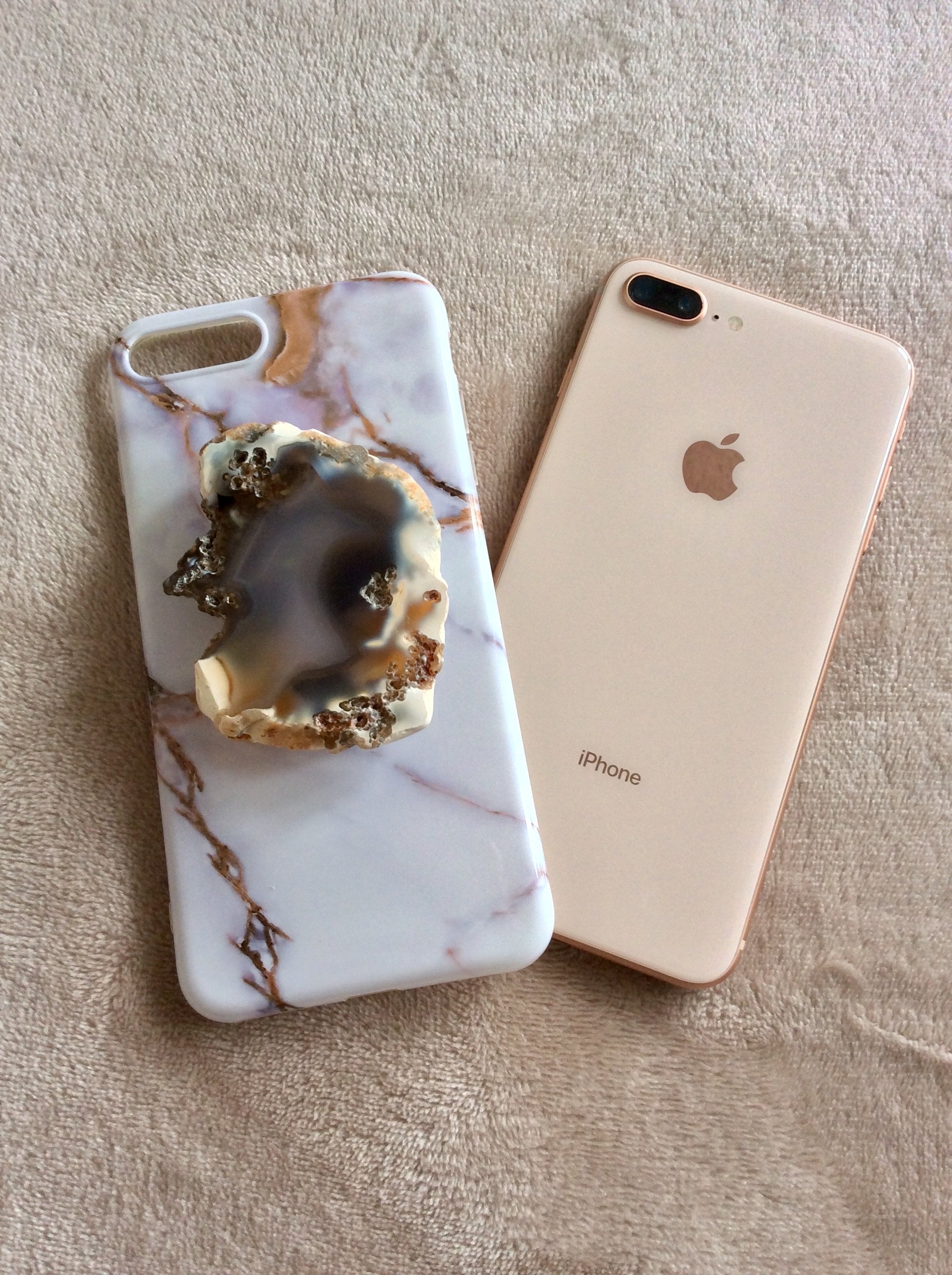 Handmade Brazilian Agate Phone Grip featuring unique patterns and colors, enhancing smartphone aesthetics.