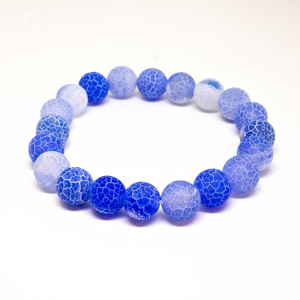 Agate Stone Beaded Bracelet with 10mm beads, showcasing unique natural patterns and an 8-inch length.