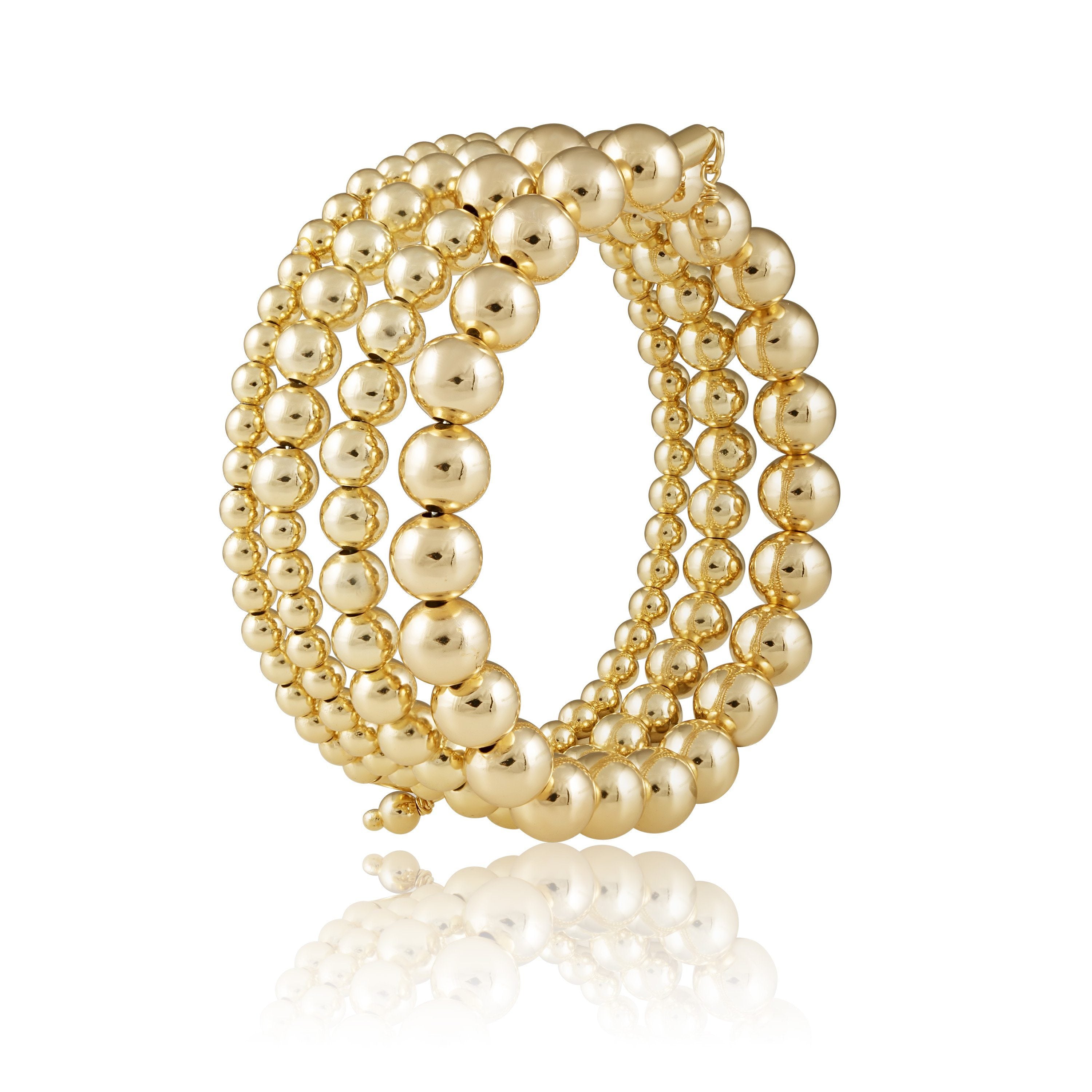 Allison Wrap - 4, a Brazilian gold filled beaded bracelet, showcasing its elegant design and tarnish resistant features.