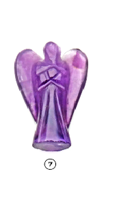 A beautifully hand-carved 3-inch Amethyst Angel figurine showcasing intricate details and natural crystal patterns.