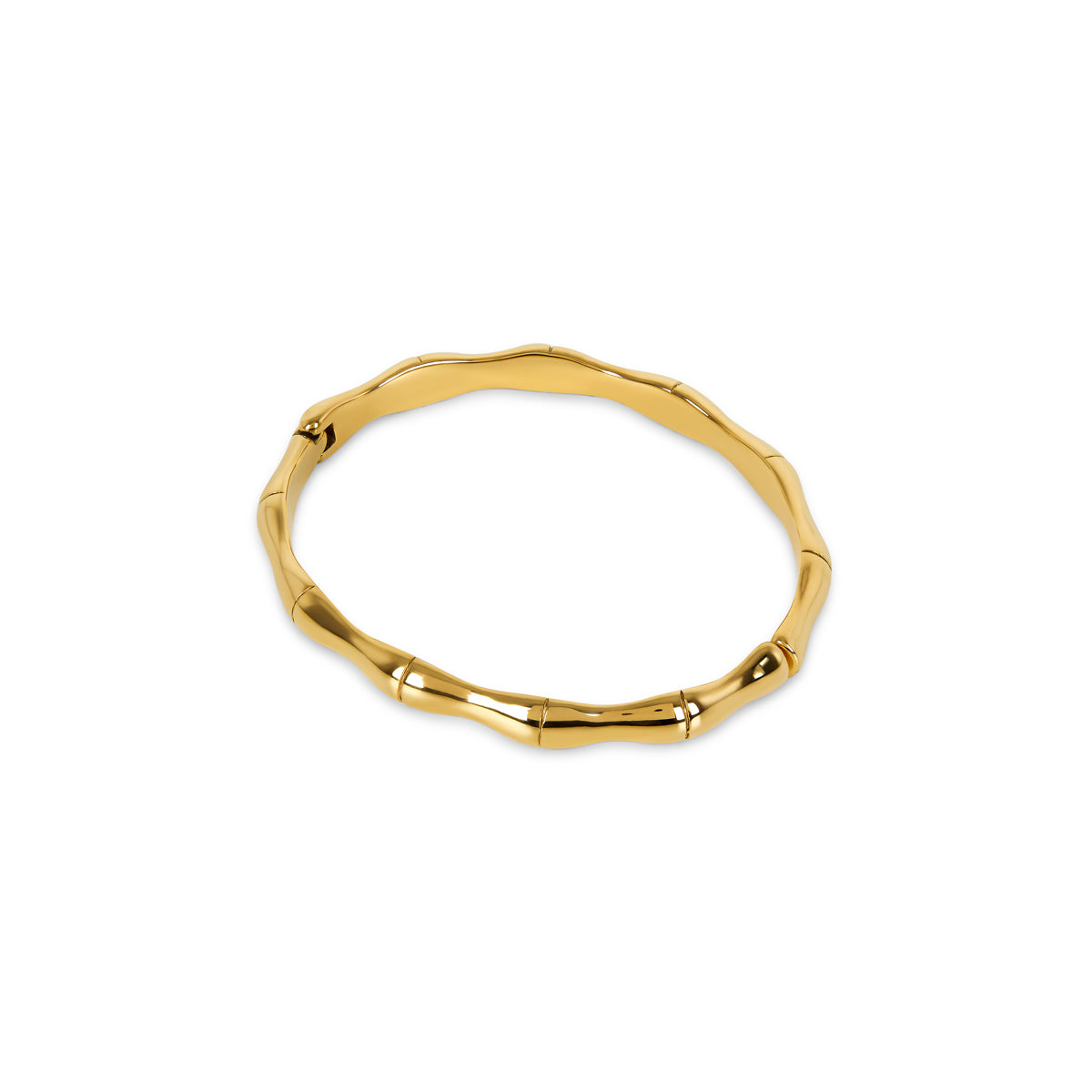 Amira Bamboo Bangle Bracelet in gold, made from premium stainless steel with a sleek design.