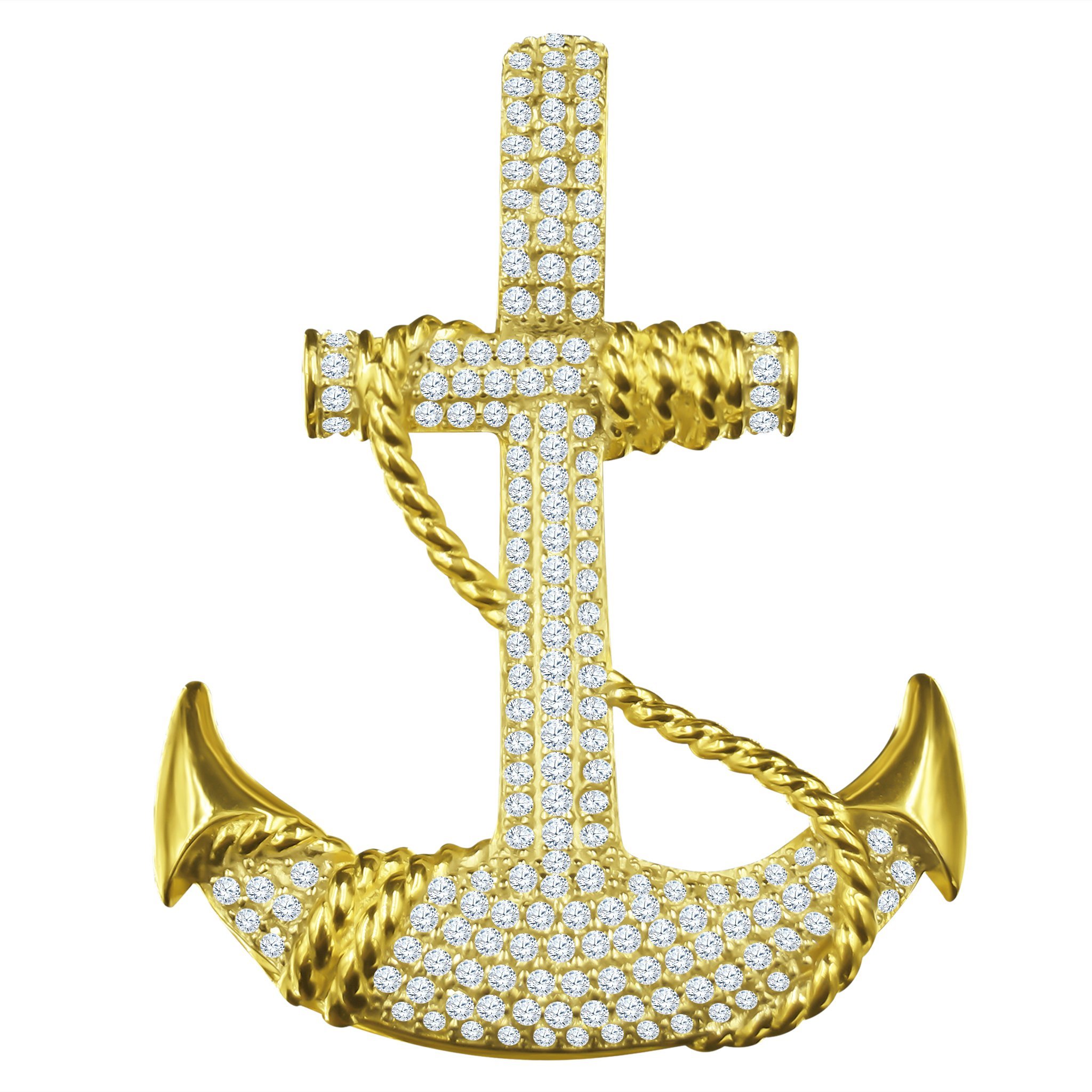 Elegant anchor pendant crafted from 925 sterling silver with high-quality CZ stones, showcasing a micropave prong-set design.