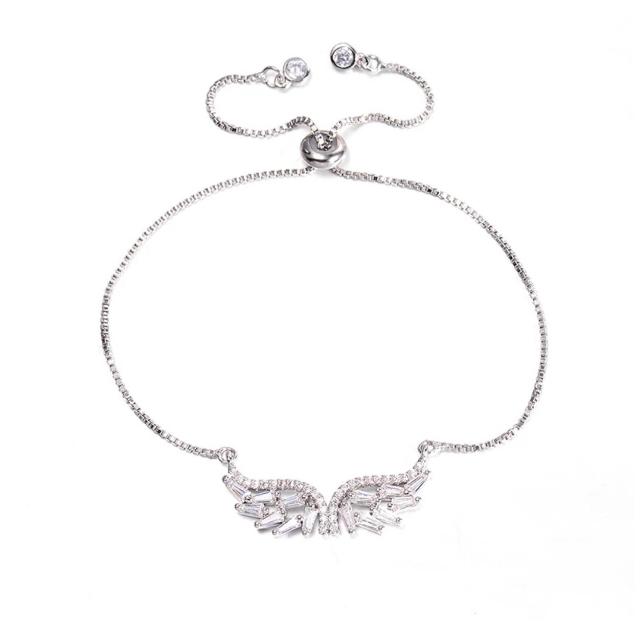 A beautiful Angel Wings Adjustable Bracelet in gold and silver finishes, showcasing intricate wing designs.