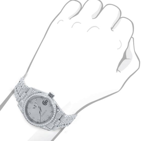 ANGELICA Women Steel Watch featuring a two-toned metal strap with clear CZ stones, perfect for casual and formal wear.