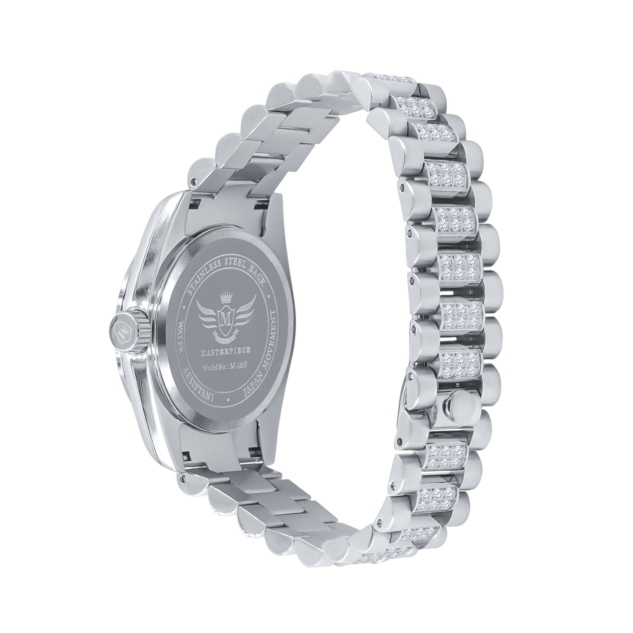 ANGELICA Women Steel Watch featuring a two-toned metal strap with clear CZ stones, perfect for casual and formal wear.