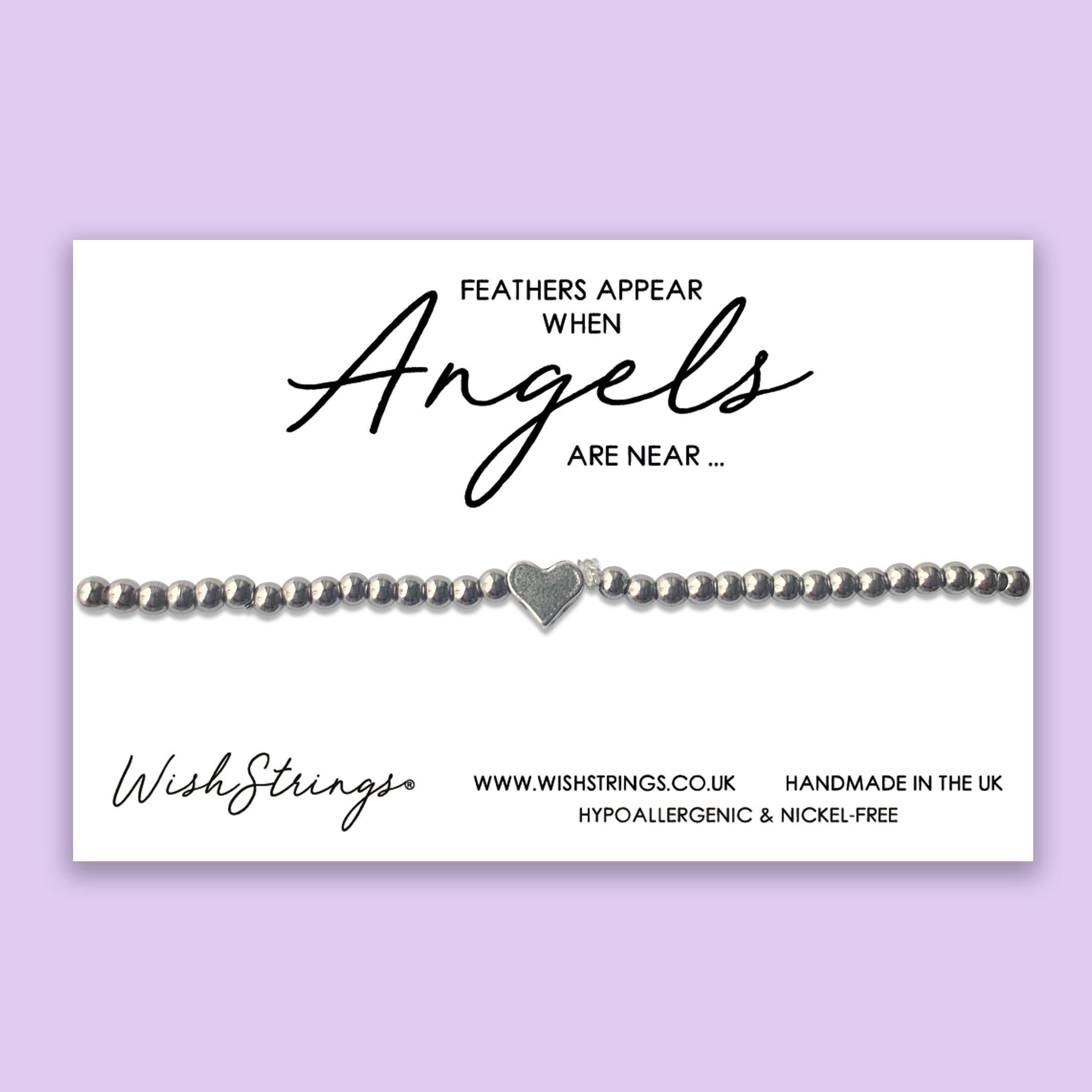 Angels are Near Heart Stretch Bracelet featuring a delicate heart design, handmade with hypoallergenic materials, perfect for everyday wear.