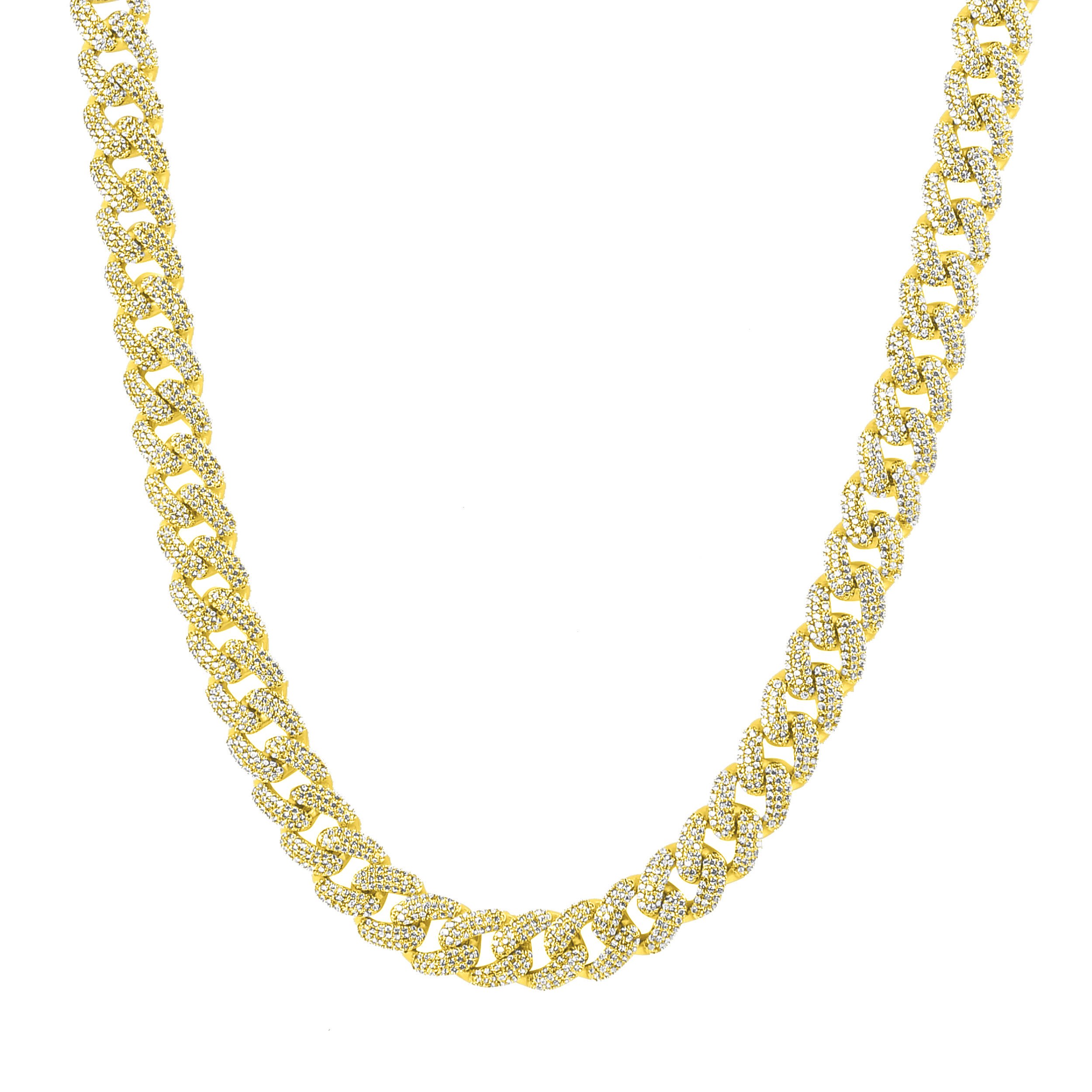 ANGUS 10 MM 925 Silver Cuban chain with AAA cubic zirconia, showcasing its elegant design and craftsmanship.