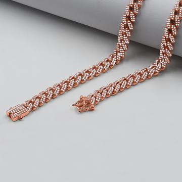 ANGUS 10 MM 925 Silver Cuban chain with cubic zirconia, showcasing its elegant design and craftsmanship.