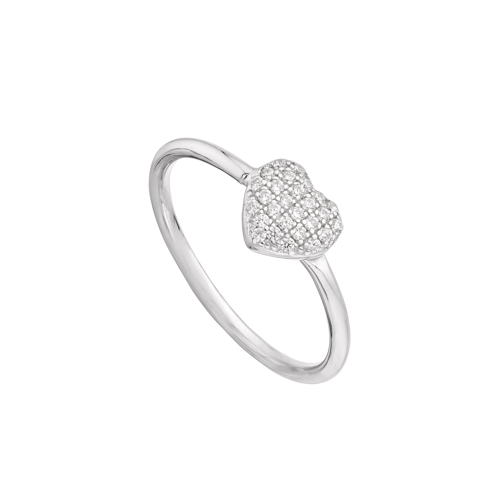 Anillo Corazón Plata con circonita en forma de corazón, elegante y romántico, ideal para ocasiones especiales.