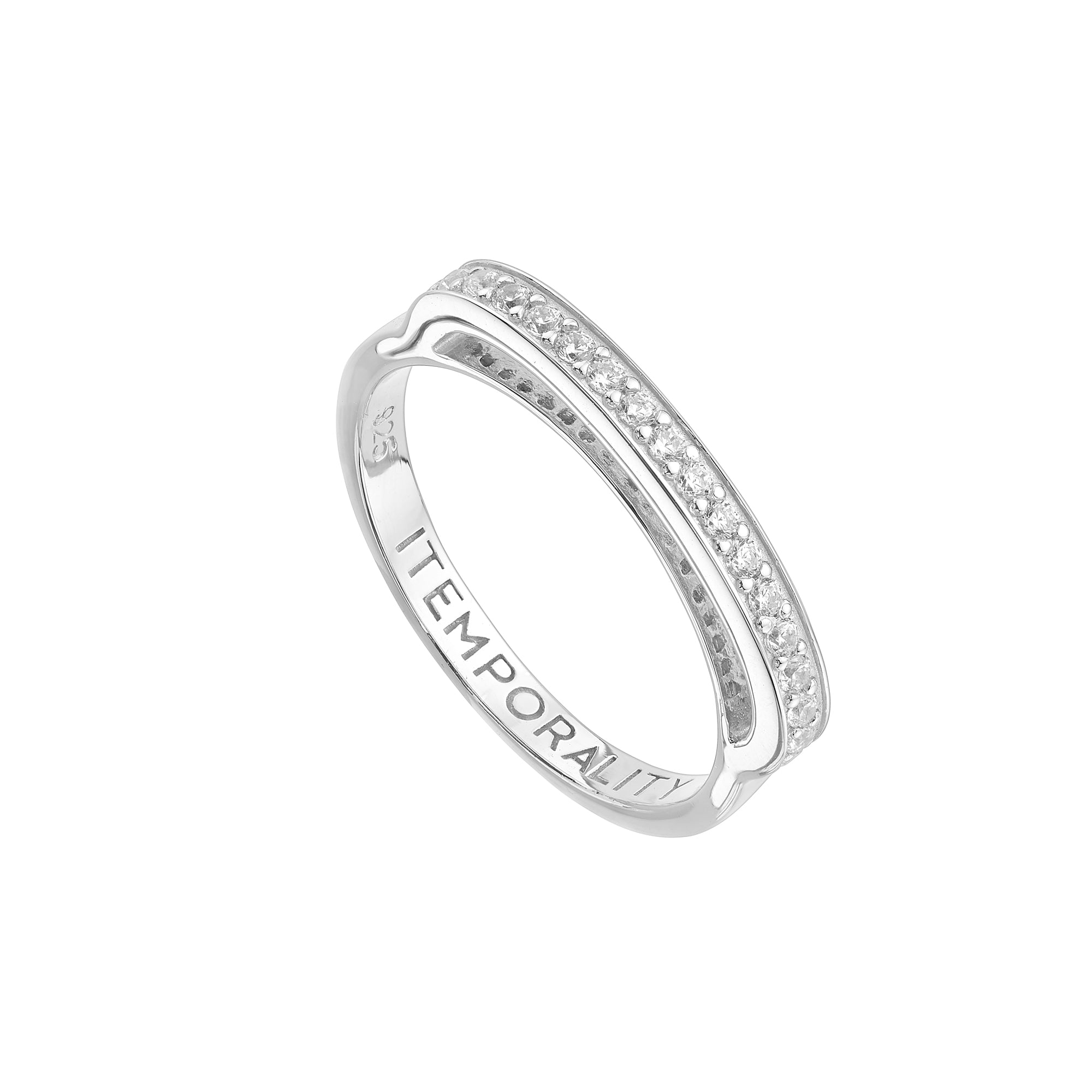 Anillo Eternity Plata de Ley 925 con circonitas blancas brillantes, elegante y atemporal.