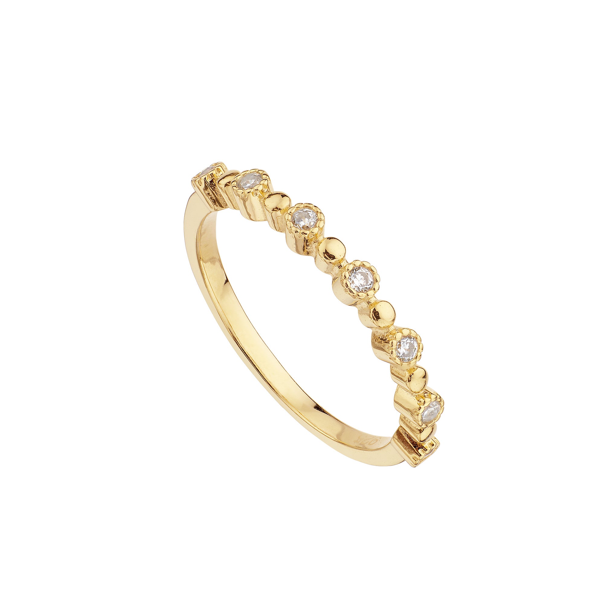 Anillo Filigrana Bañado en Oro con circonitas blancas brillantes y diseño elegante.