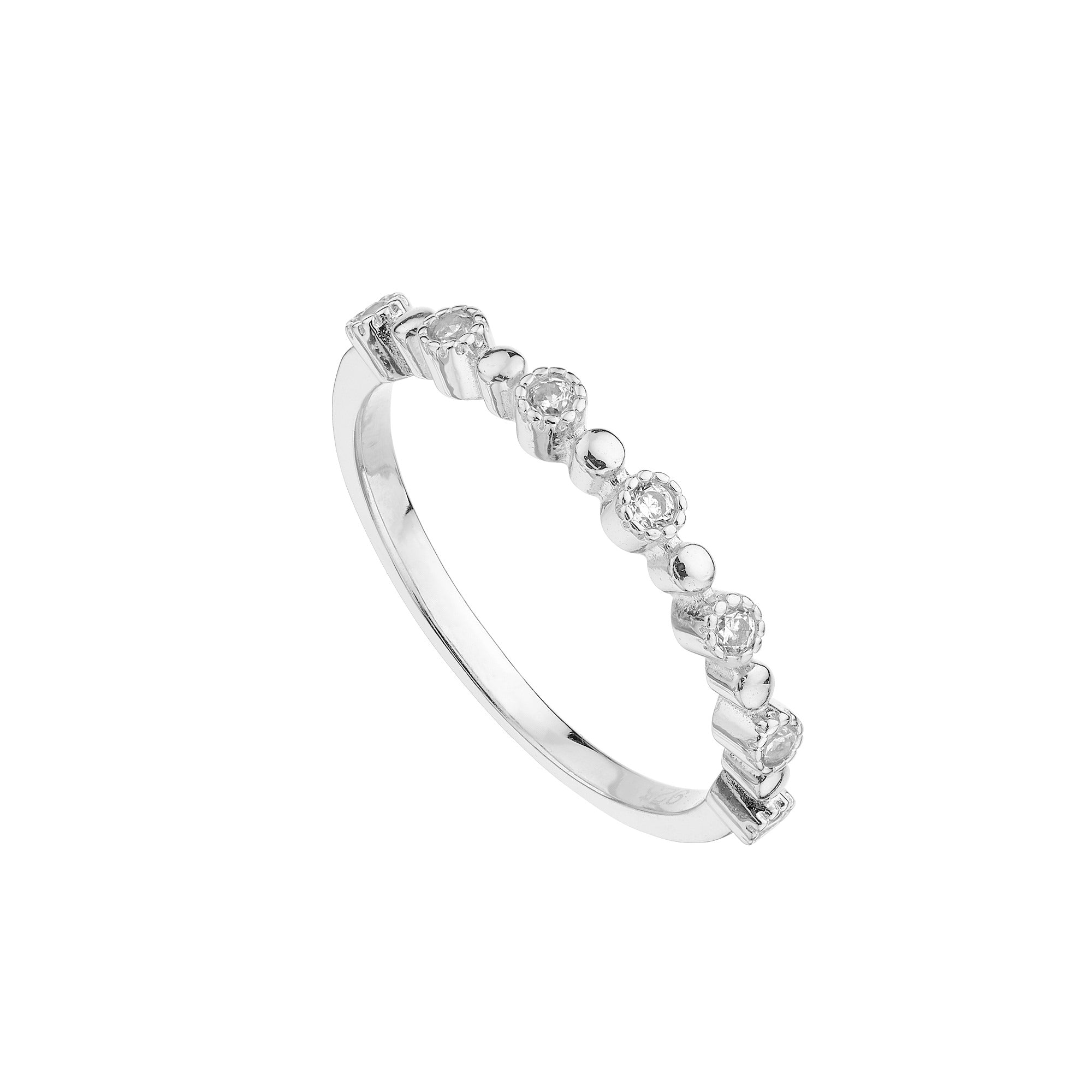 Anillo Filigrana Plata con circonitas blancas y diseño elegante, fabricado en plata de ley, ideal para cualquier ocasión.