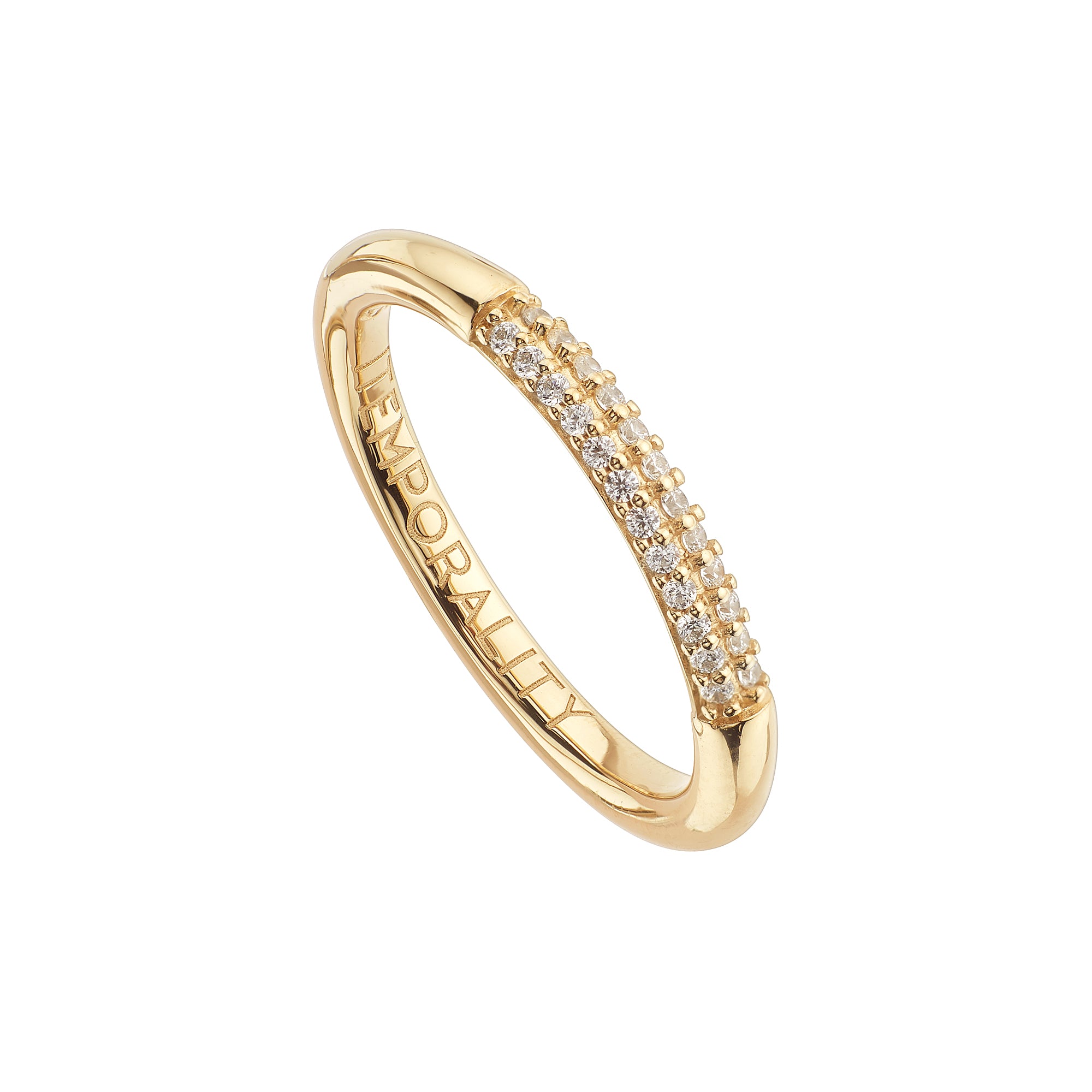 Anillo Promise Bañado en Oro con detalle de pavé, elegante y brillante, hecho de plata de Ley 925 y chapado en oro amarillo.