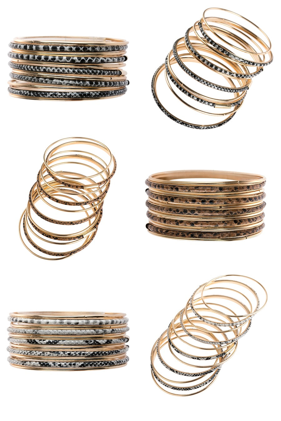 Colorful animal skin bangles bracelets by DOBBI, showcasing vibrant patterns and textures, perfect for summer outfits.