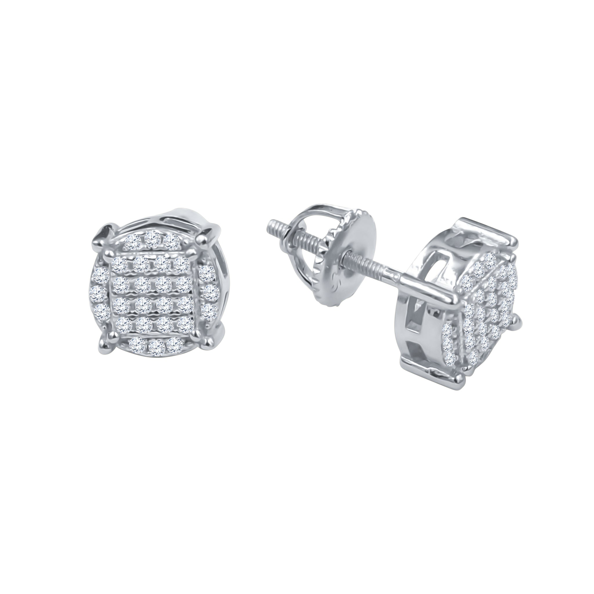 A pair of ANNULAIRE ear studs featuring cubic zircon stones set in 925 sterling silver, showcasing a circular design.