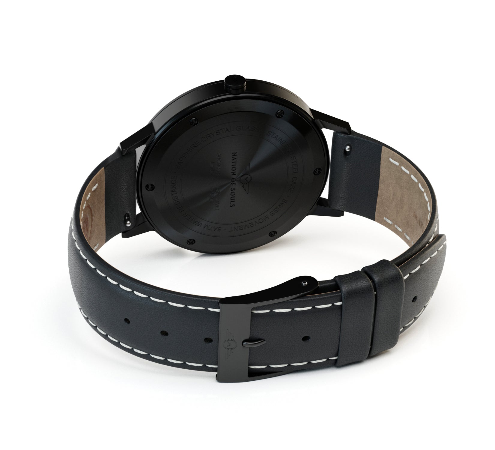 Limited Edition Argo watch in Jet Black Brushed and Argent White with sunray dial and diamond cut 3D hands.