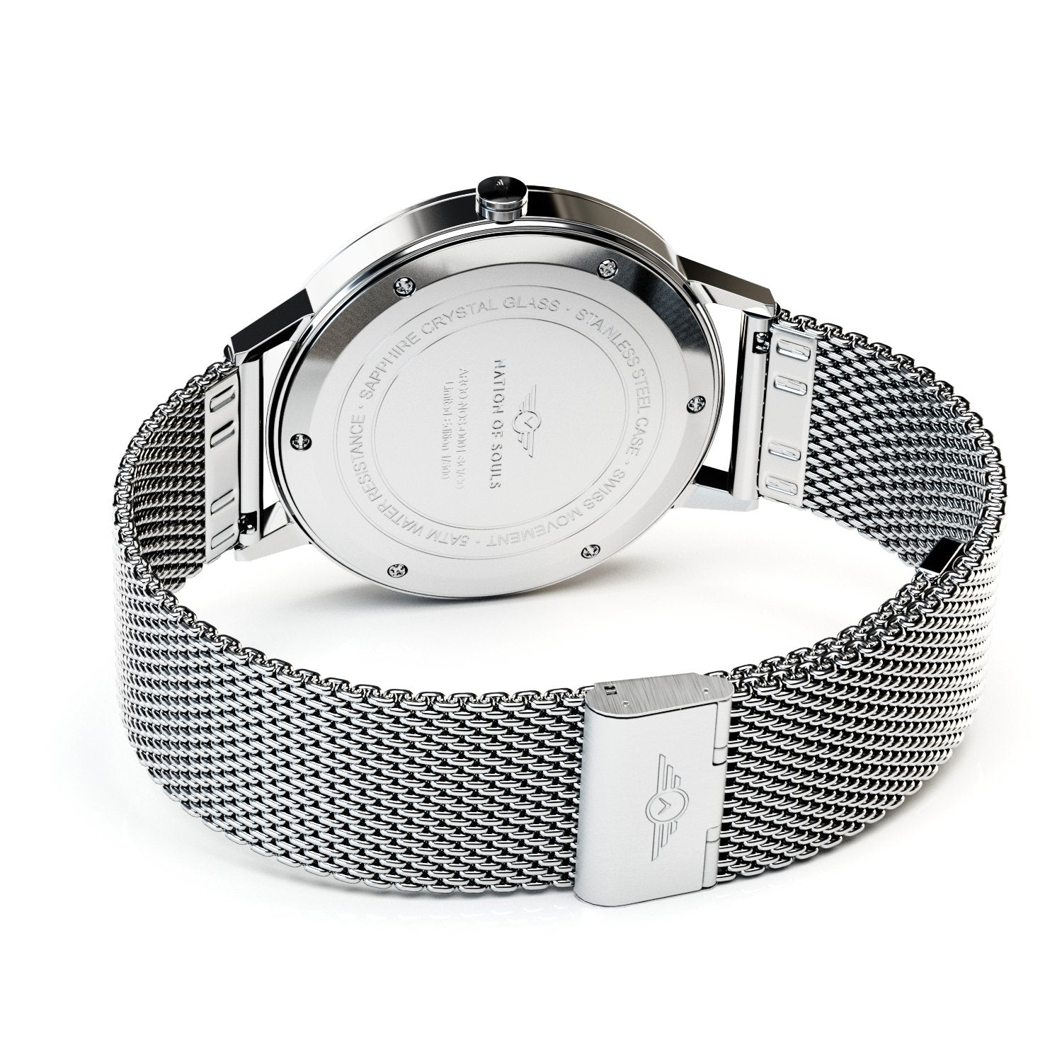 Argo Silver Gloss Coffee watch featuring a sunray dial, diamond cut 3D hands, and a stainless steel case.