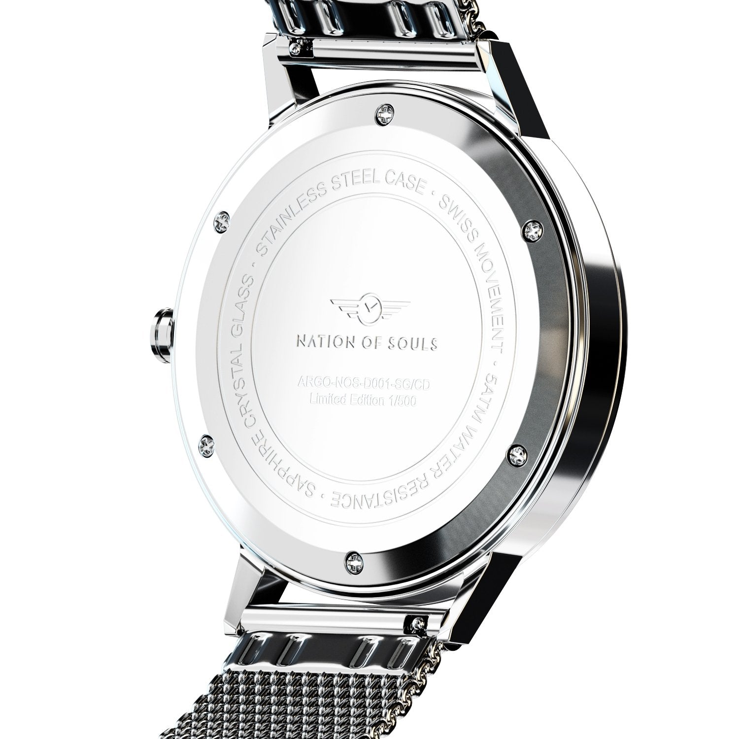 Argo Silver Gloss Coffee watch featuring a sunray dial, diamond cut 3D hands, and a stainless steel case.