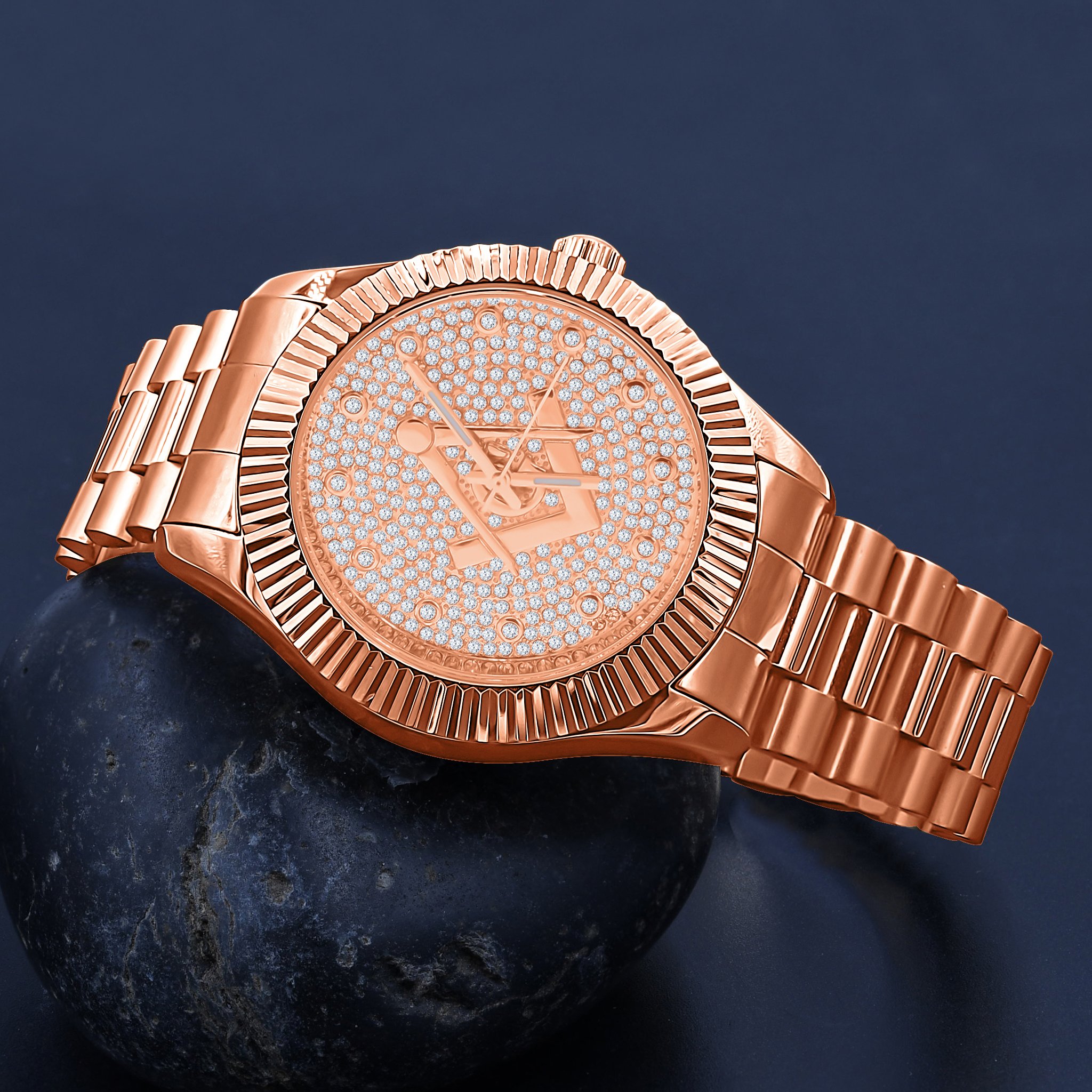 ARIES Hip Hop Metal Watch featuring a bling design with CZ stones, solid alloy construction, and a stylish European crystal bezel.