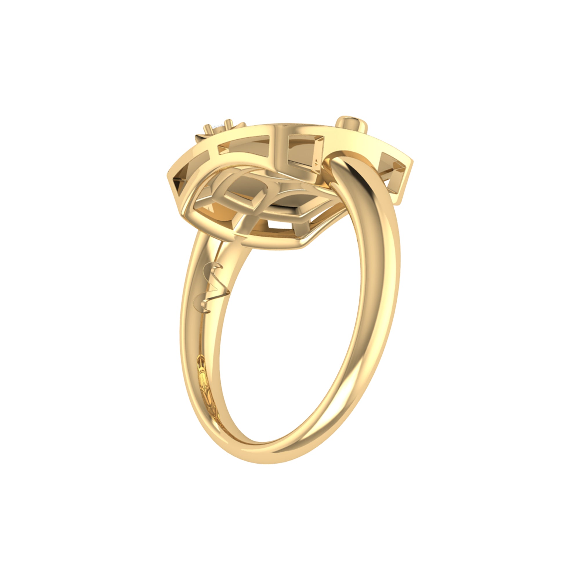 Aries Ram Diamond Constellation Signet Ring in 14K Yellow Gold Vermeil, featuring natural diamonds and a unique design.