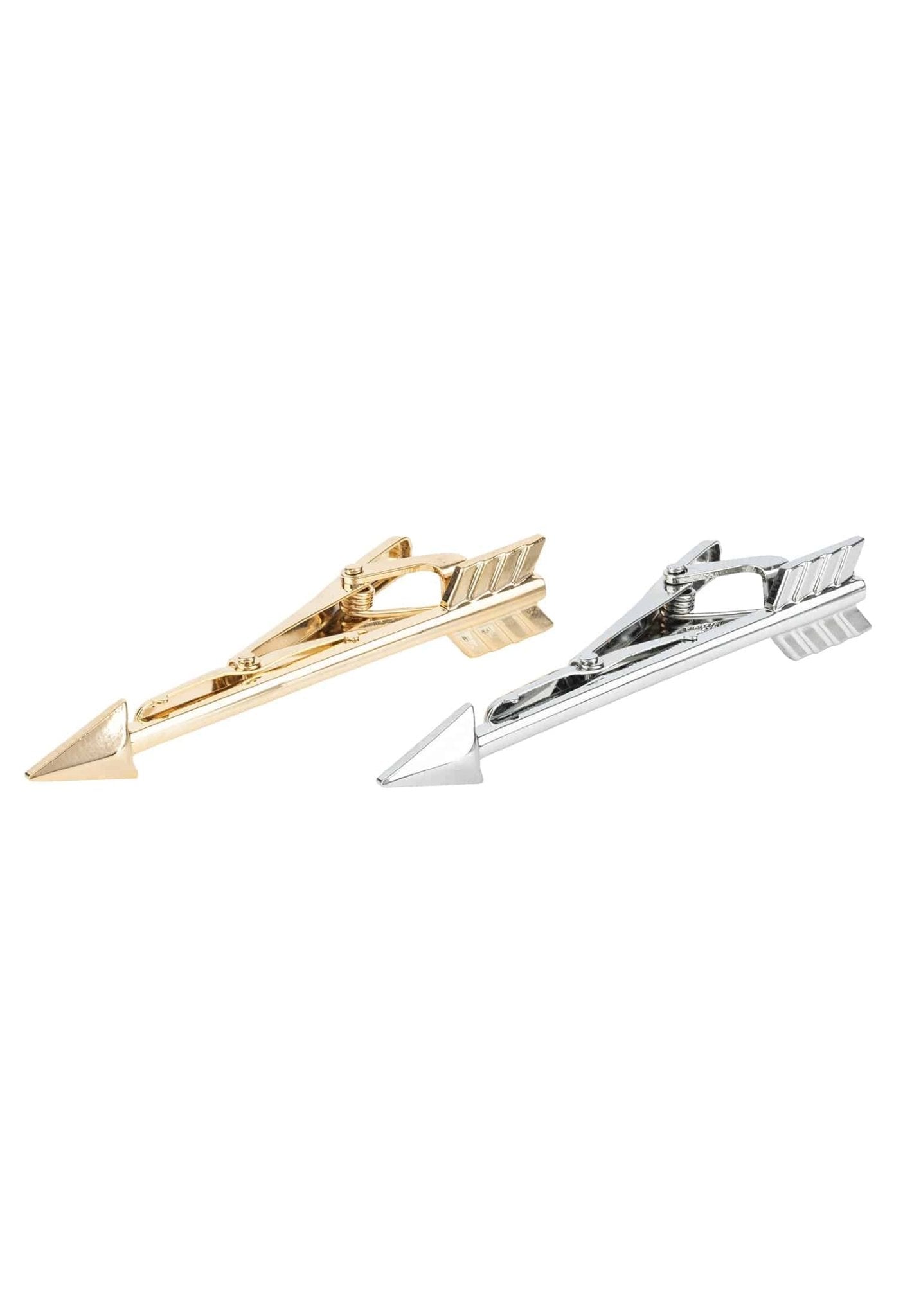 Gold plated Arrow Mens Tie Clip, elegantly designed with a sleek arrow shape, perfect for formal occasions.