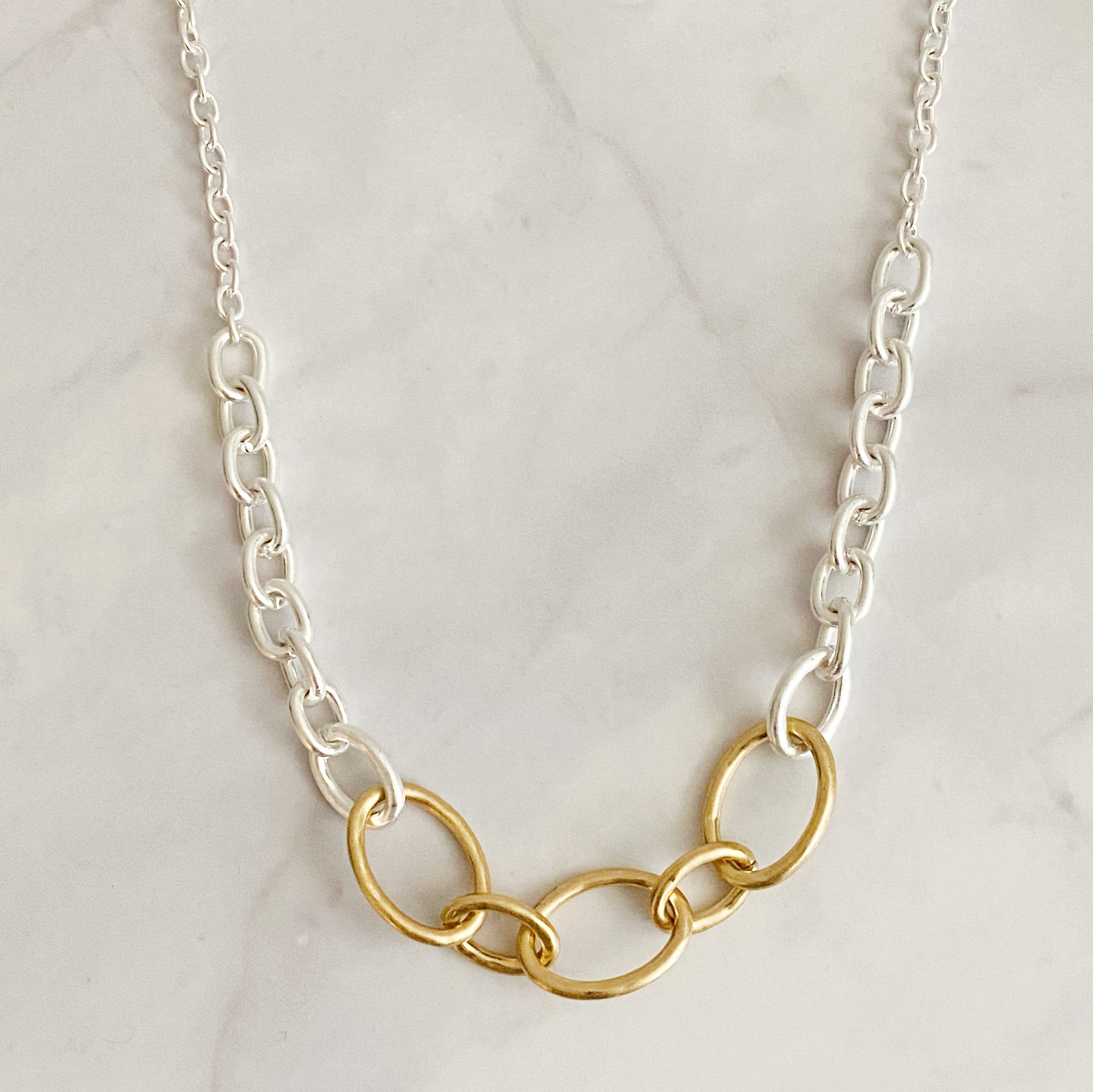 Ashton Chain Duo Necklace featuring a stylish two-tone gold and silver design, perfect for versatile styling.