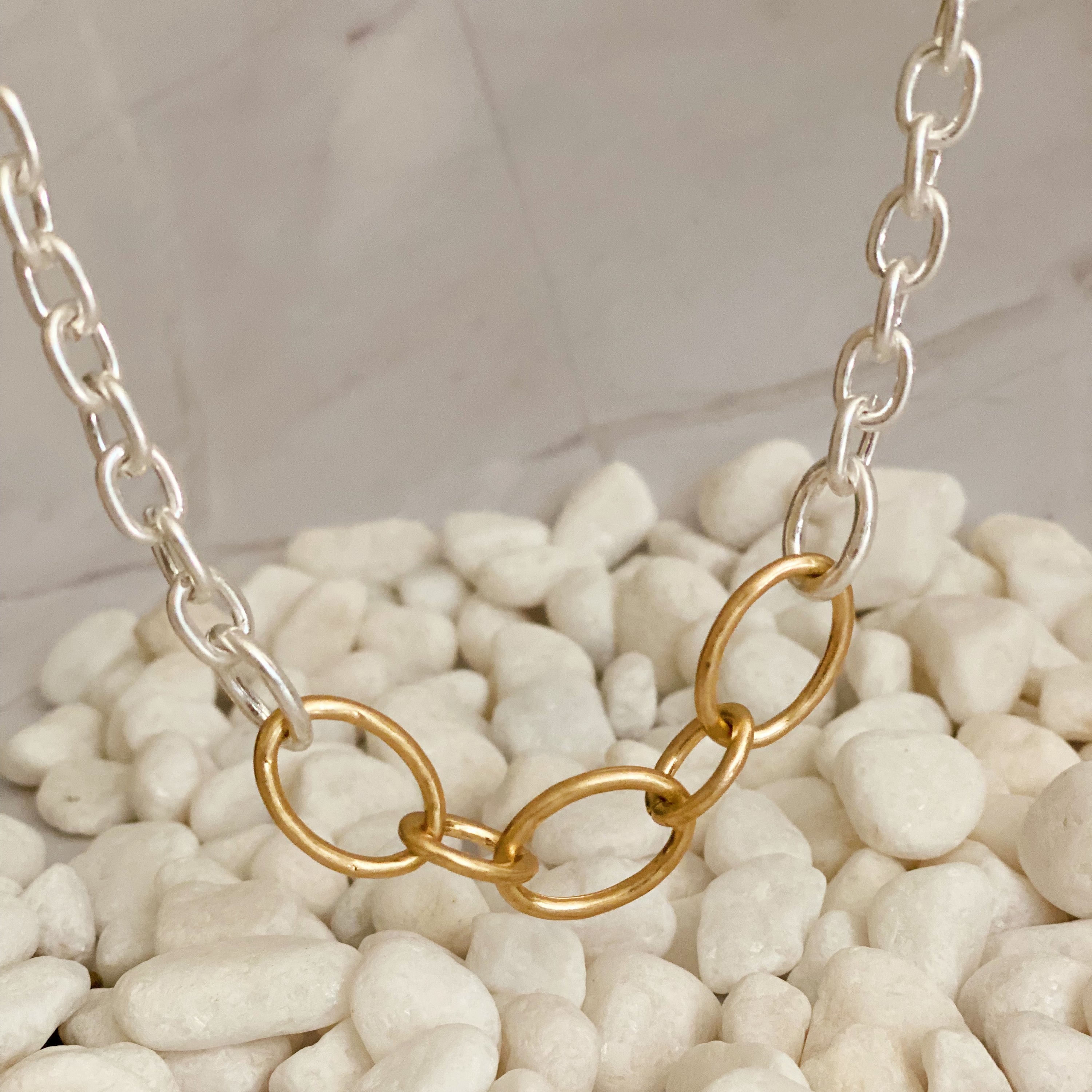 Ashton Chain Duo Necklace featuring a stylish two-tone gold and silver design, perfect for versatile styling.