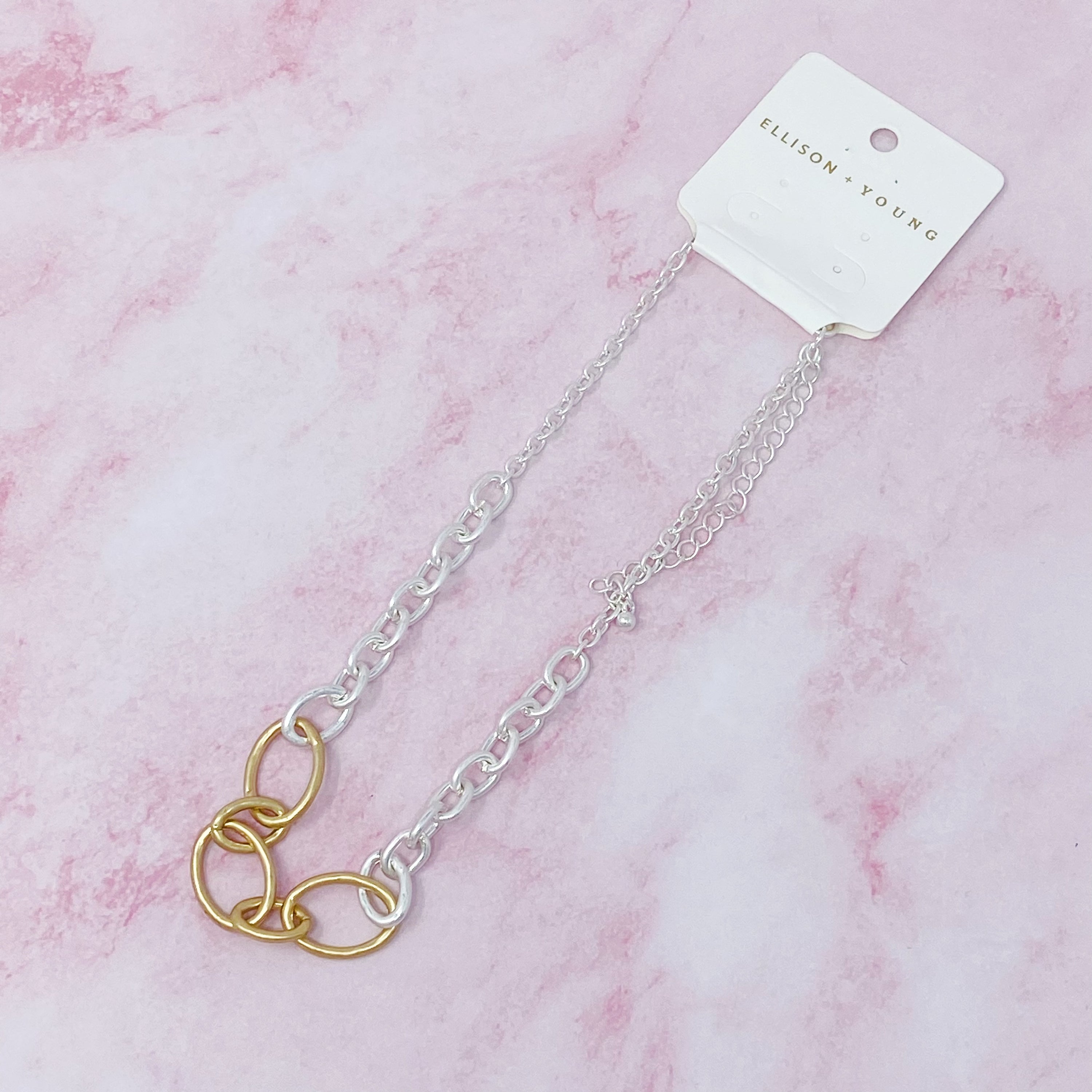 Ashton Chain Duo Necklace featuring a stylish two-tone gold and silver design, perfect for versatile styling.