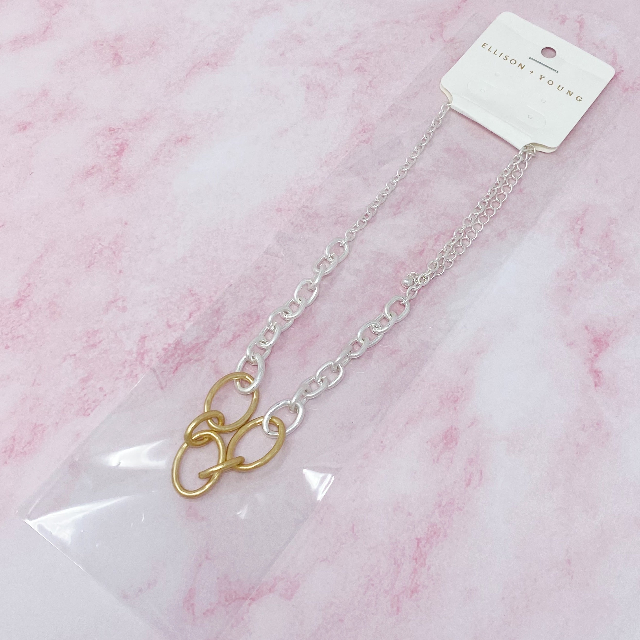 Ashton Chain Duo Necklace featuring a stylish two-tone gold and silver design, perfect for versatile styling.