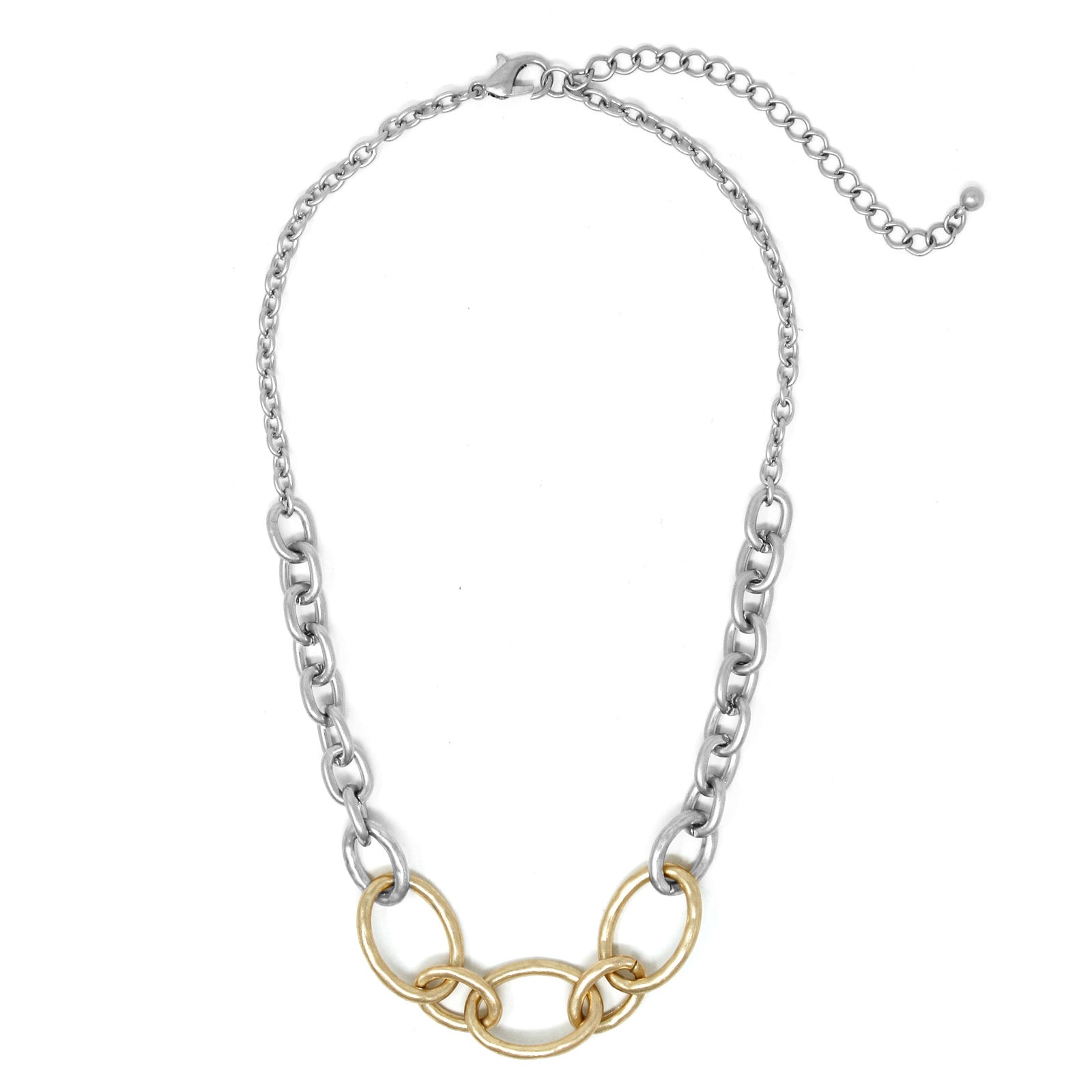 Ashton Chain Duo Necklace featuring a stylish two-tone gold and silver design, perfect for versatile styling.