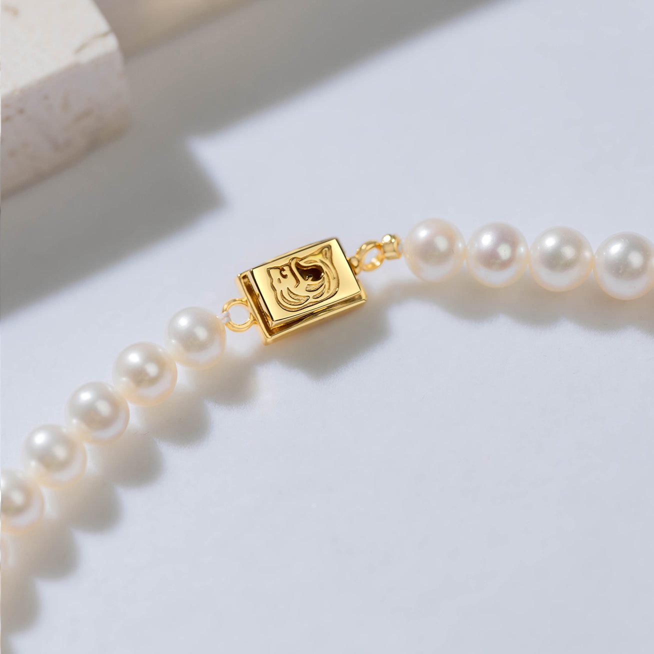 Asian Civilisations Museum Freshwater Pearl Necklace featuring 7-8mm pearls and sterling silver with gold plating, inspired by traditional dokoh design.