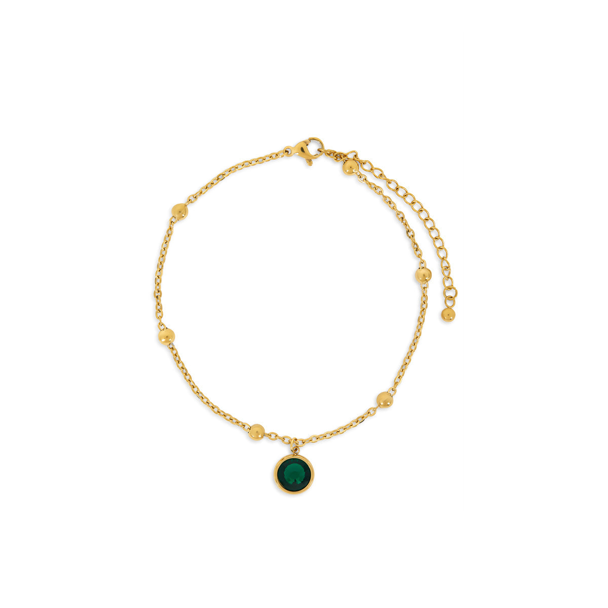 Asma Emerald Ball Chain in gold with emerald balls, showcasing its elegant design and premium quality.