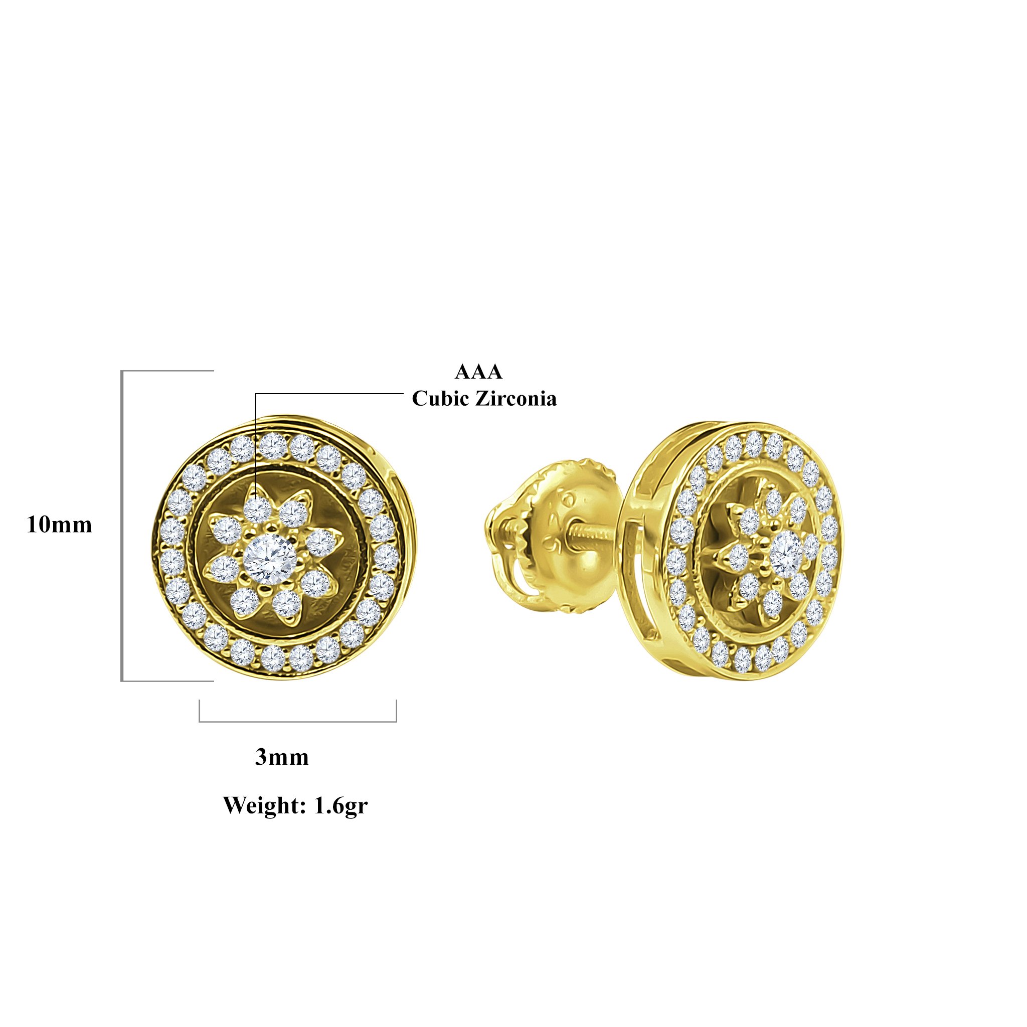 Asteroid Screw Back earrings featuring a star-shaped design with sparkling cubic zircon stones, crafted from brass copper metal.