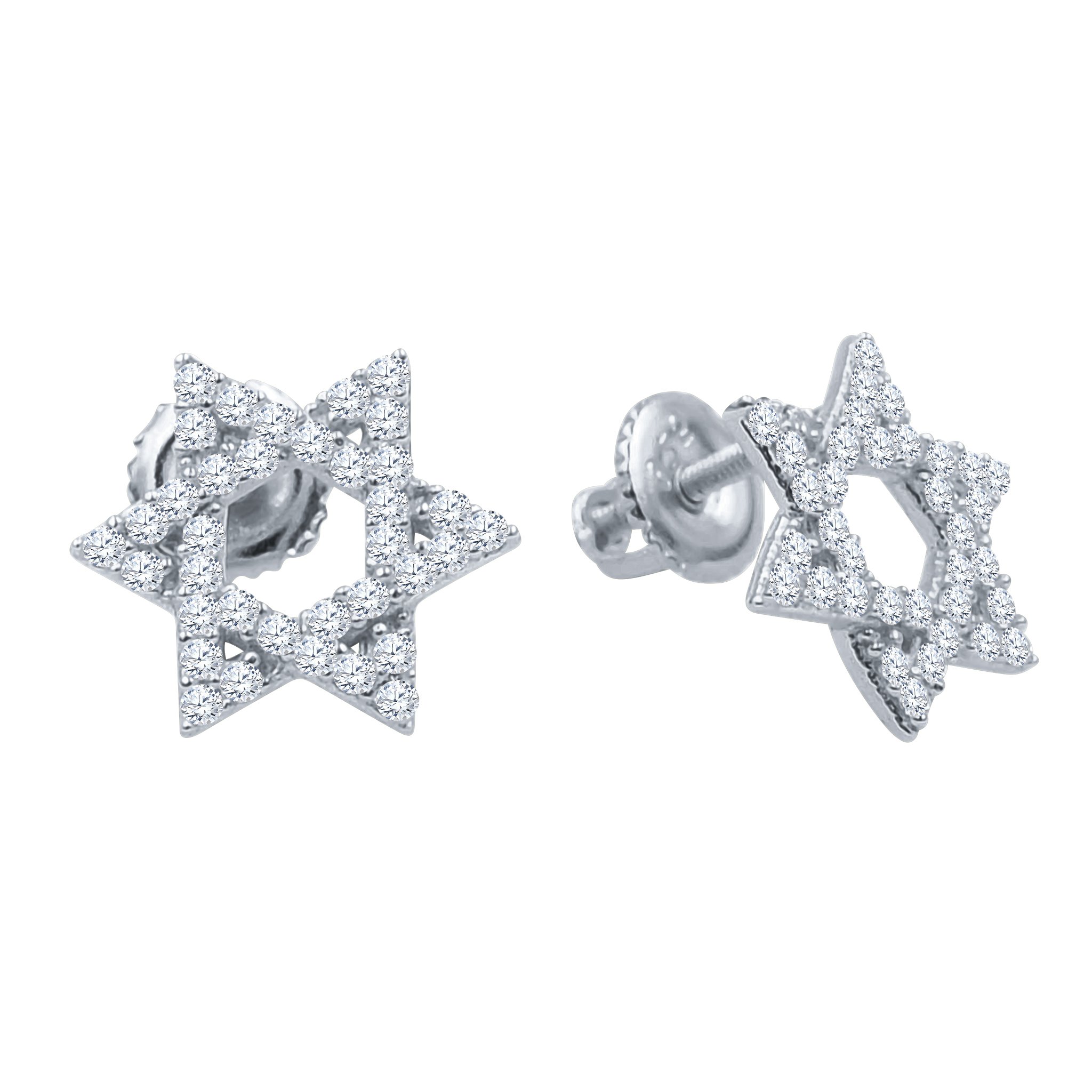 ASTRAL Silver Earrings featuring cubic zirconia stones in a star-like design, crafted from 925 sterling silver.