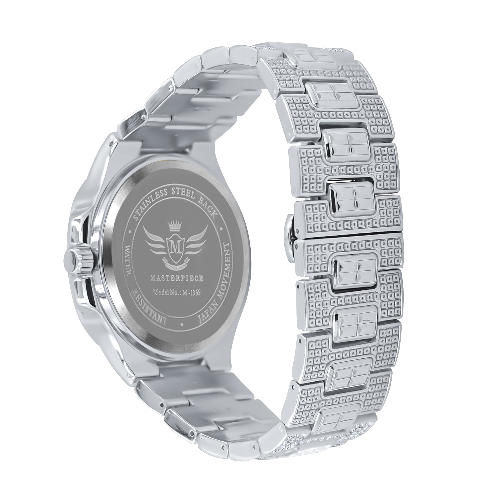 ATTITUDE Hip Hop Metal Watch I 563121 featuring a bling metal design, quartz movement, and adjustable stainless steel links.