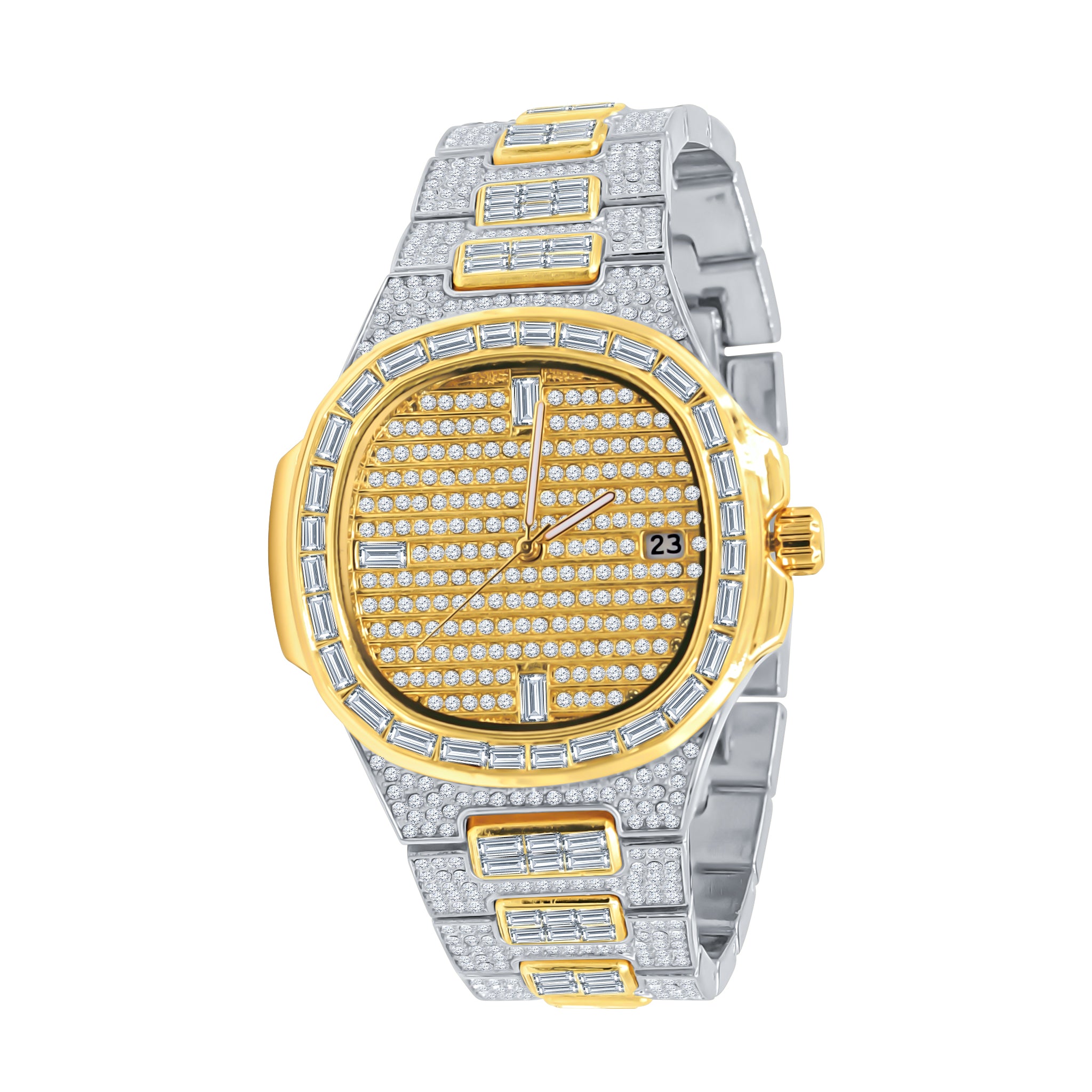 ATTITUDE Hip Hop Metal Watch I 5631218 featuring a bold bling metal design and adjustable links.