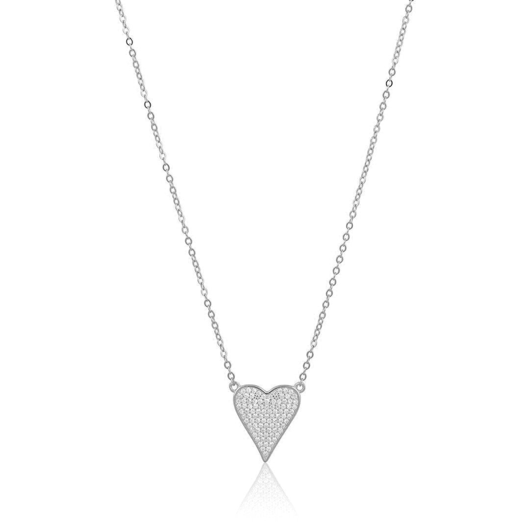 Audrey Heart Necklace featuring a heart pendant, 14k gold plating over sterling silver, and an adjustable chain.