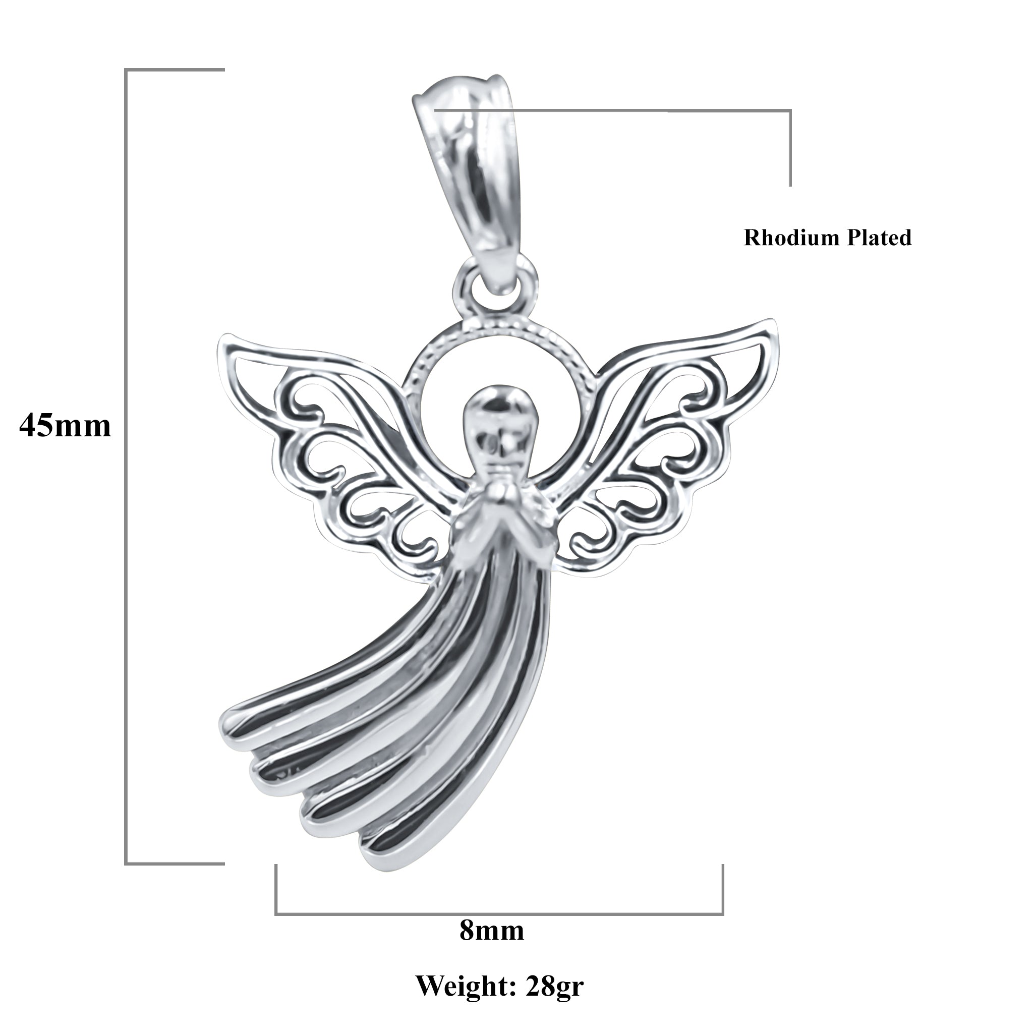 AUSCULOR Sterling Silver Pendant featuring transparent wings, elegantly designed for a timeless look.