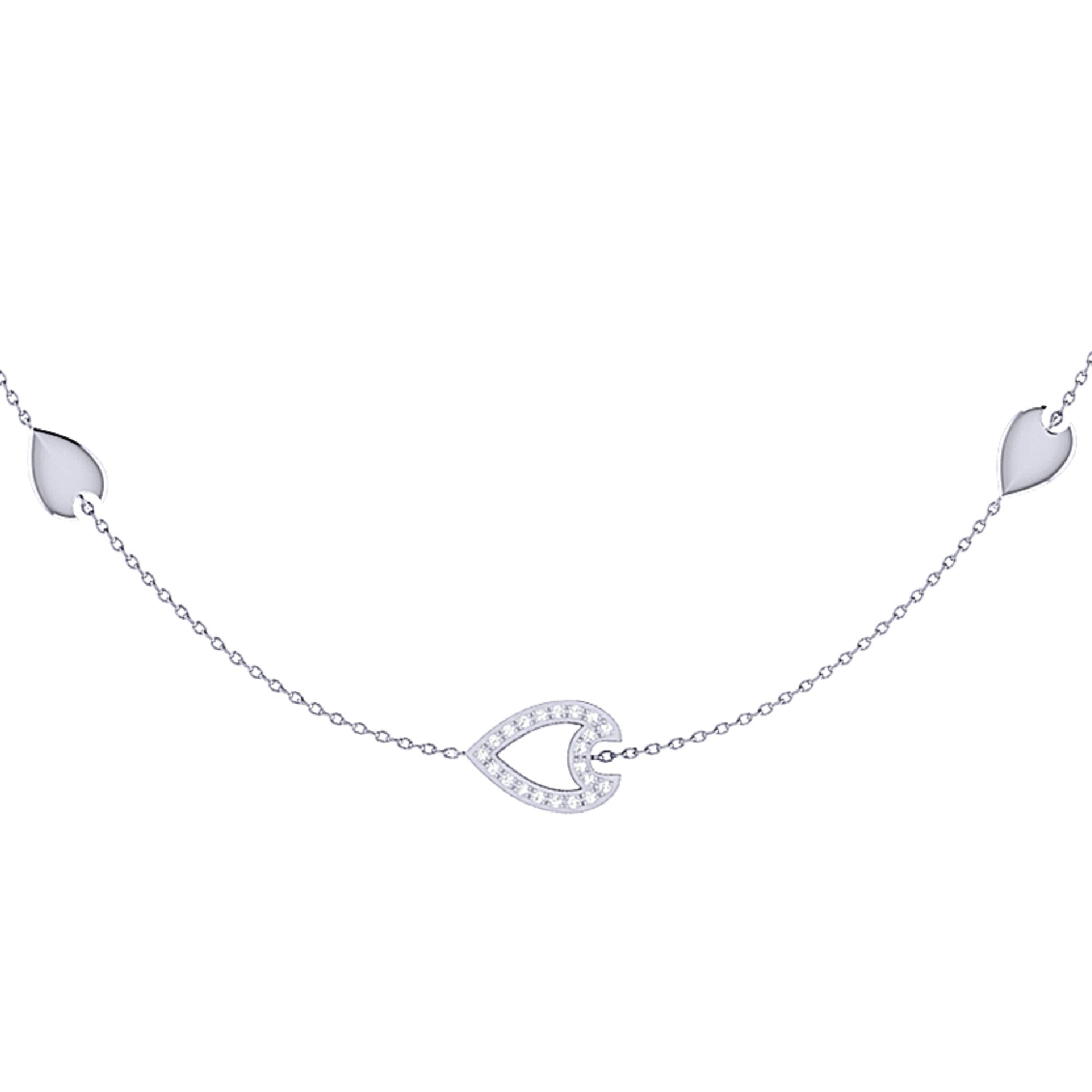 Avani Open Raindrop Layered Diamond Necklace in Sterling Silver featuring a unique raindrop design with genuine diamonds.