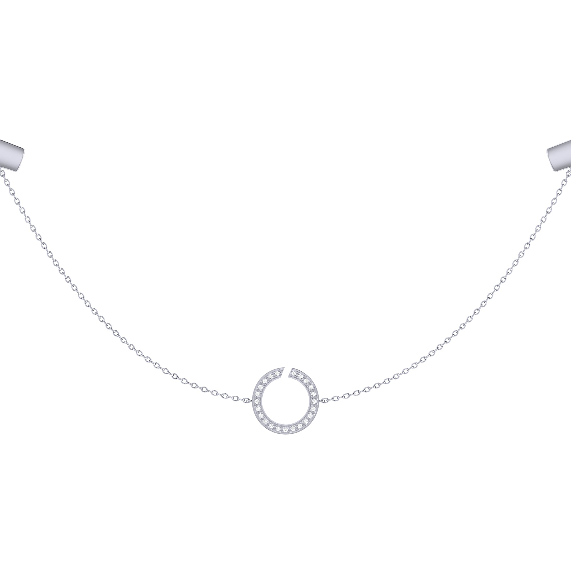 Avani Skyline Geometric Layered Diamond Necklace in Sterling Silver featuring a cable chain and sparkling diamonds.