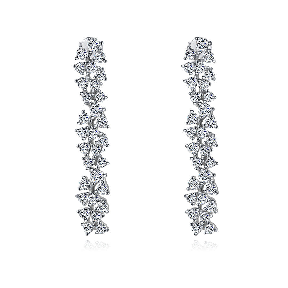 Aazing design drop earrings made of 925 sterling silver with white sapphire, showcasing a luxurious finish.