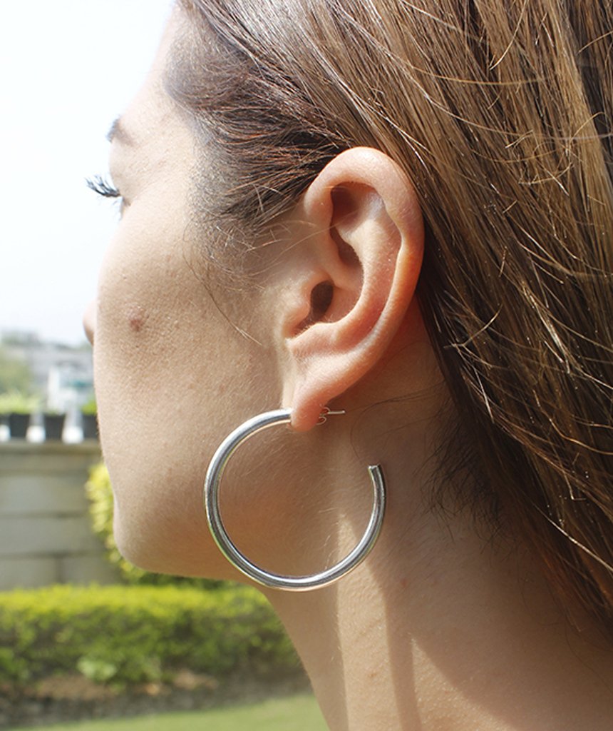 A pair of elegant Basic Semi-Open Hoop Earrings in gold and silver, showcasing their classic design and hypoallergenic features.