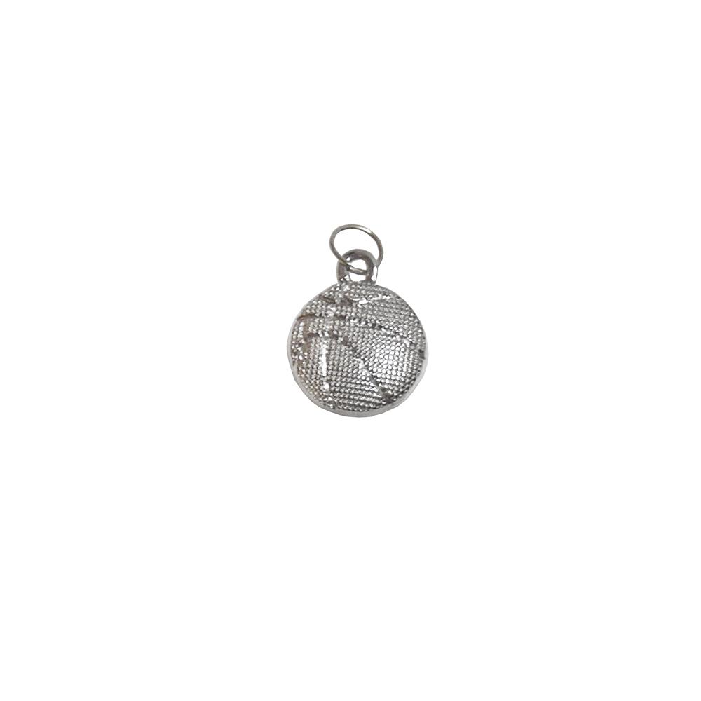 Silver basketball charm with realistic texture, perfect for bracelets or necklaces.