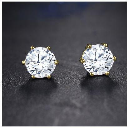 BEAM Gold CZ Earrings featuring sparkling cubic zirconia in a stylish bezel setting, elegantly packaged in a five-pack.