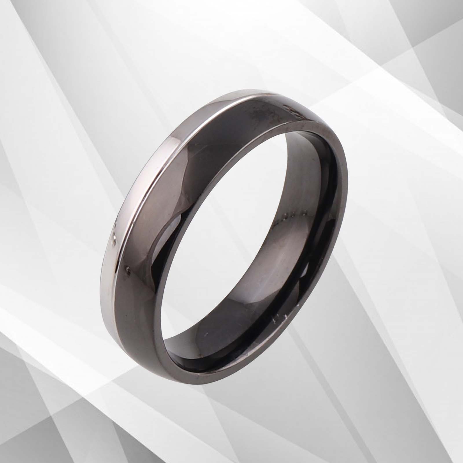 Beautiful Men's Titanium Engagement Anniversary Band Ring with 18Ct white gold plating, showcasing a polished finish and comfort fit design.