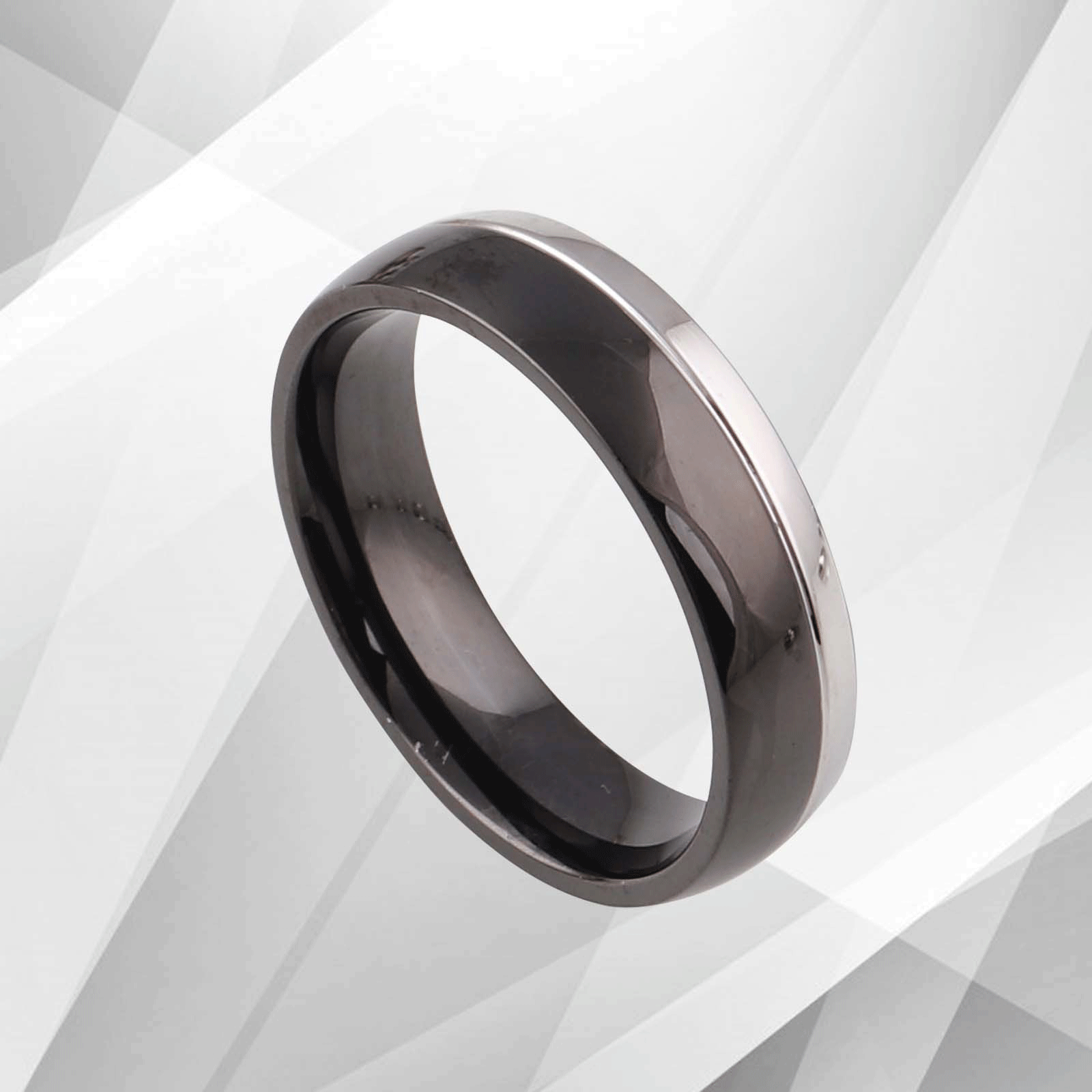 Beautiful Men's Titanium Engagement Anniversary Band Ring with 18Ct white gold plating, showcasing a polished finish and comfort fit design.