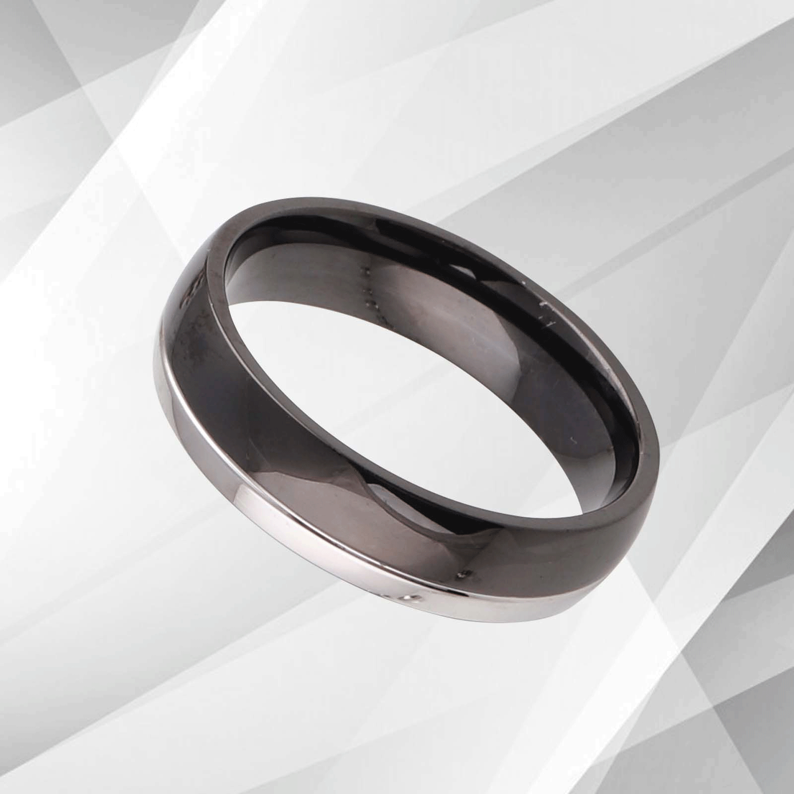 Beautiful Men's Titanium Engagement Anniversary Band Ring with 18Ct white gold plating, showcasing a polished finish and comfort fit design.