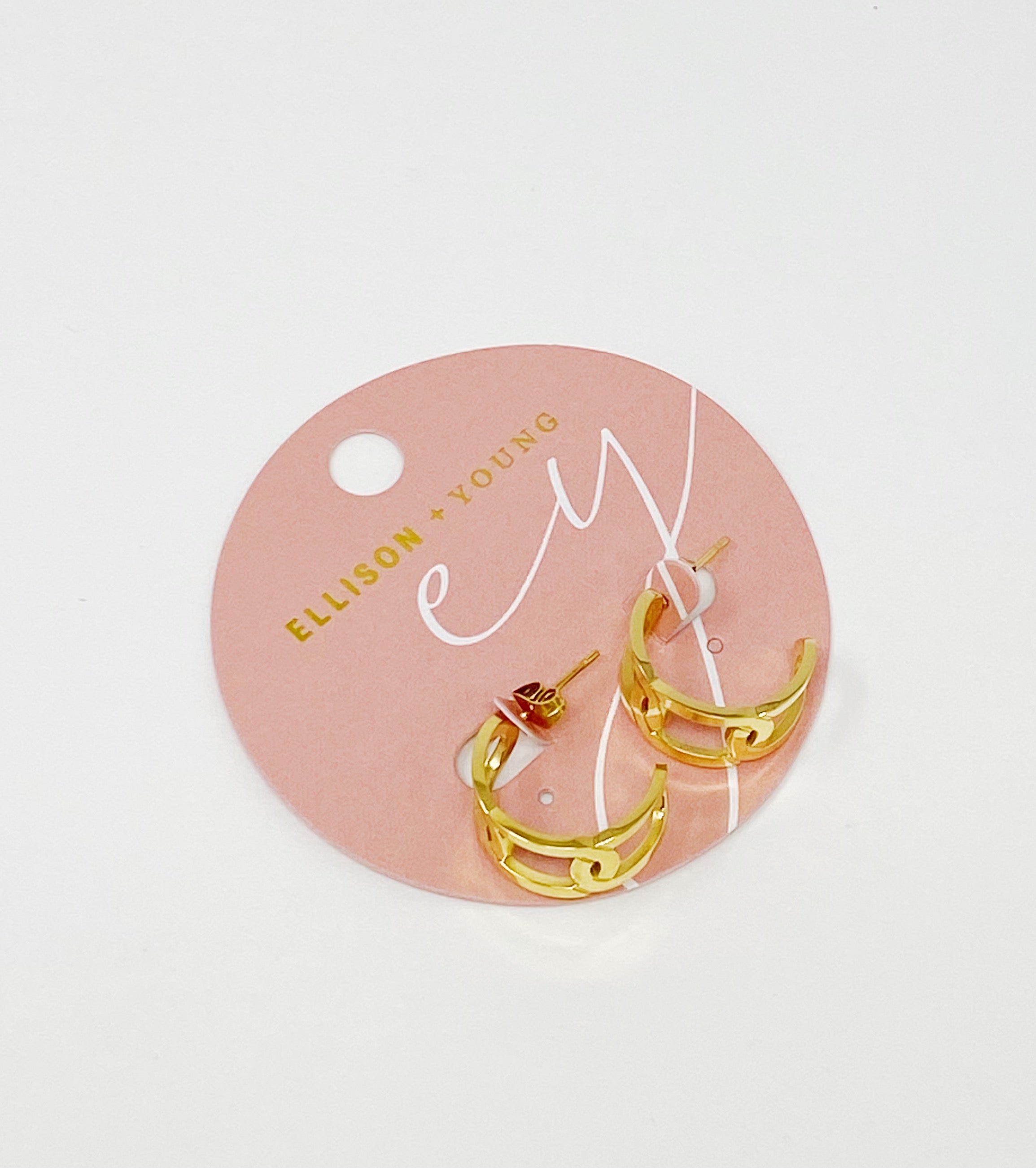 Beautifully Linked Hoop Earrings featuring a polished linked chain design in gold plated stainless steel.