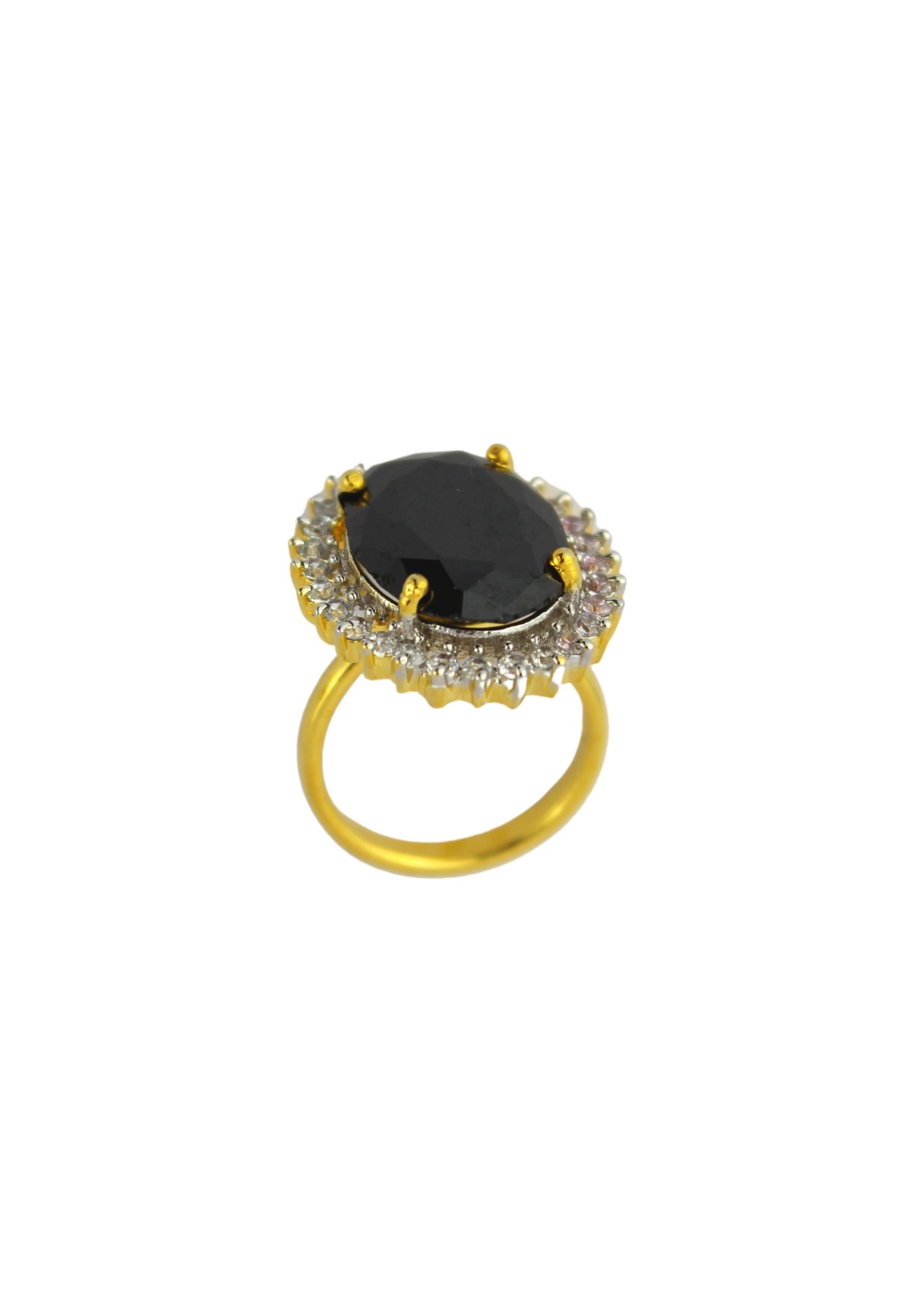 A stunning gold plated Beauty Ring inspired by fairy tales, featuring intricate designs and a lightweight feel.