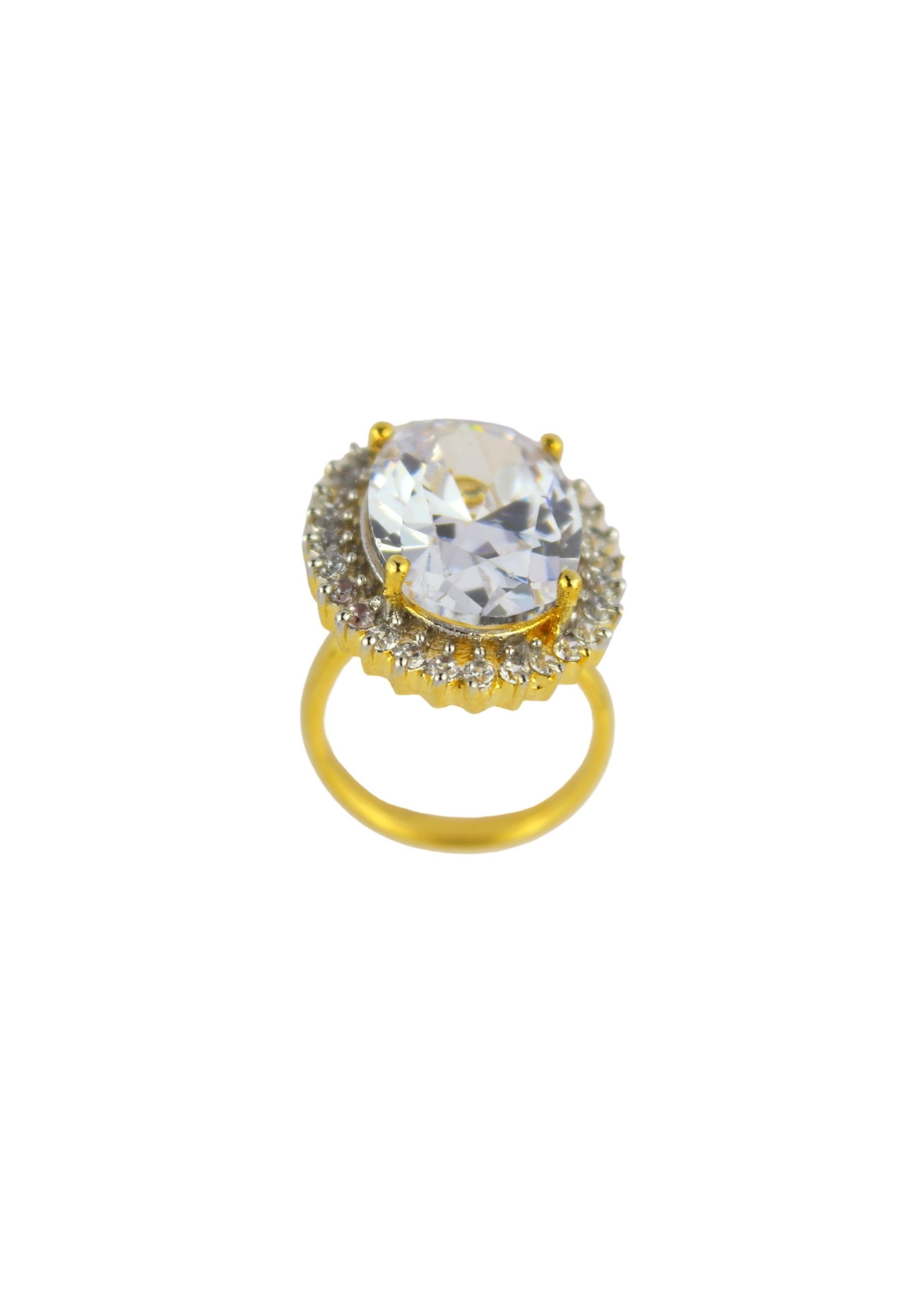 A stunning gold plated Beauty Ring inspired by fairy tales, featuring intricate designs and a lightweight feel.